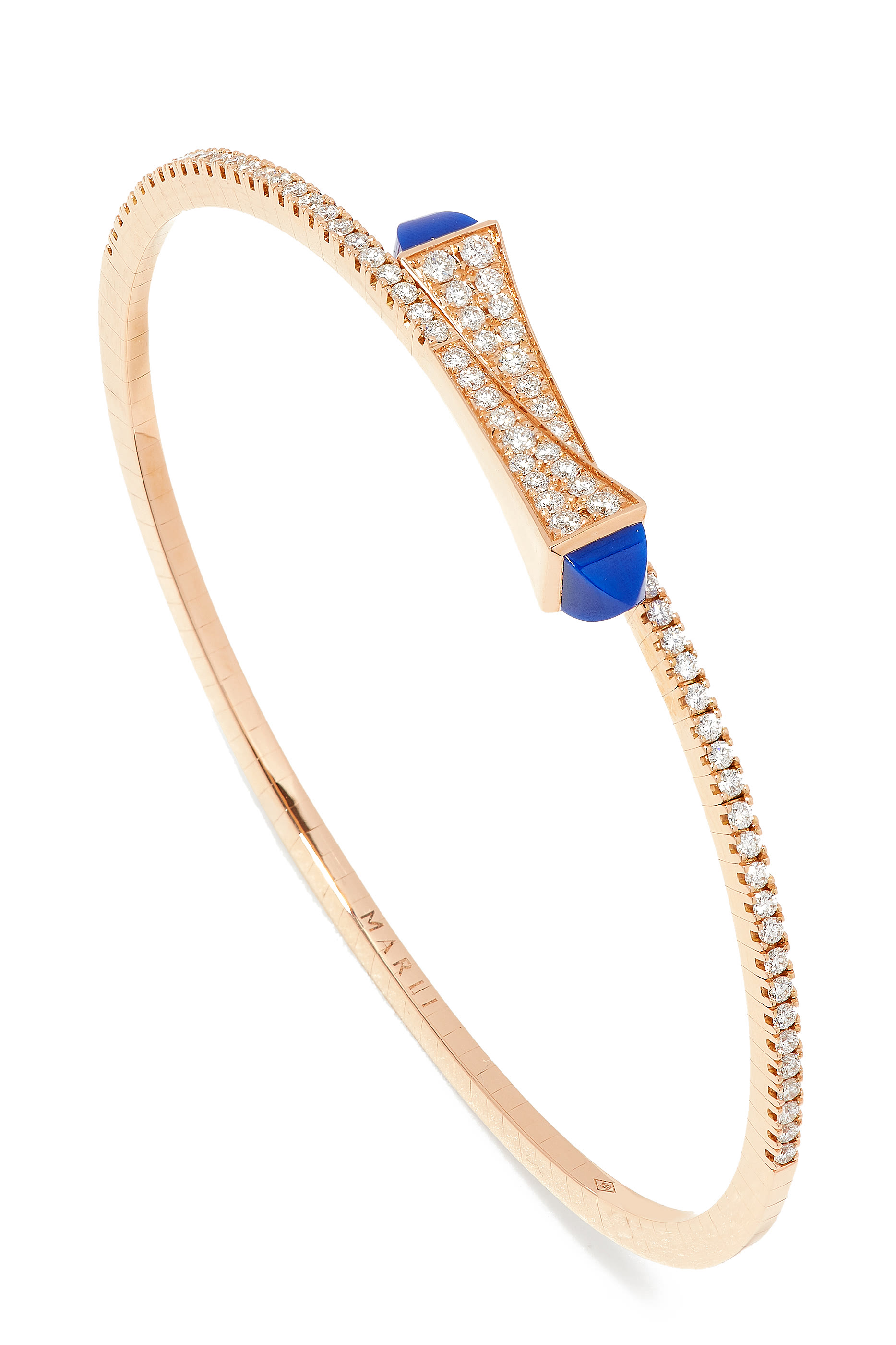 Cleo Slim Bangle, 18k Rose Gold with Lapis Lazuli  Diamonds