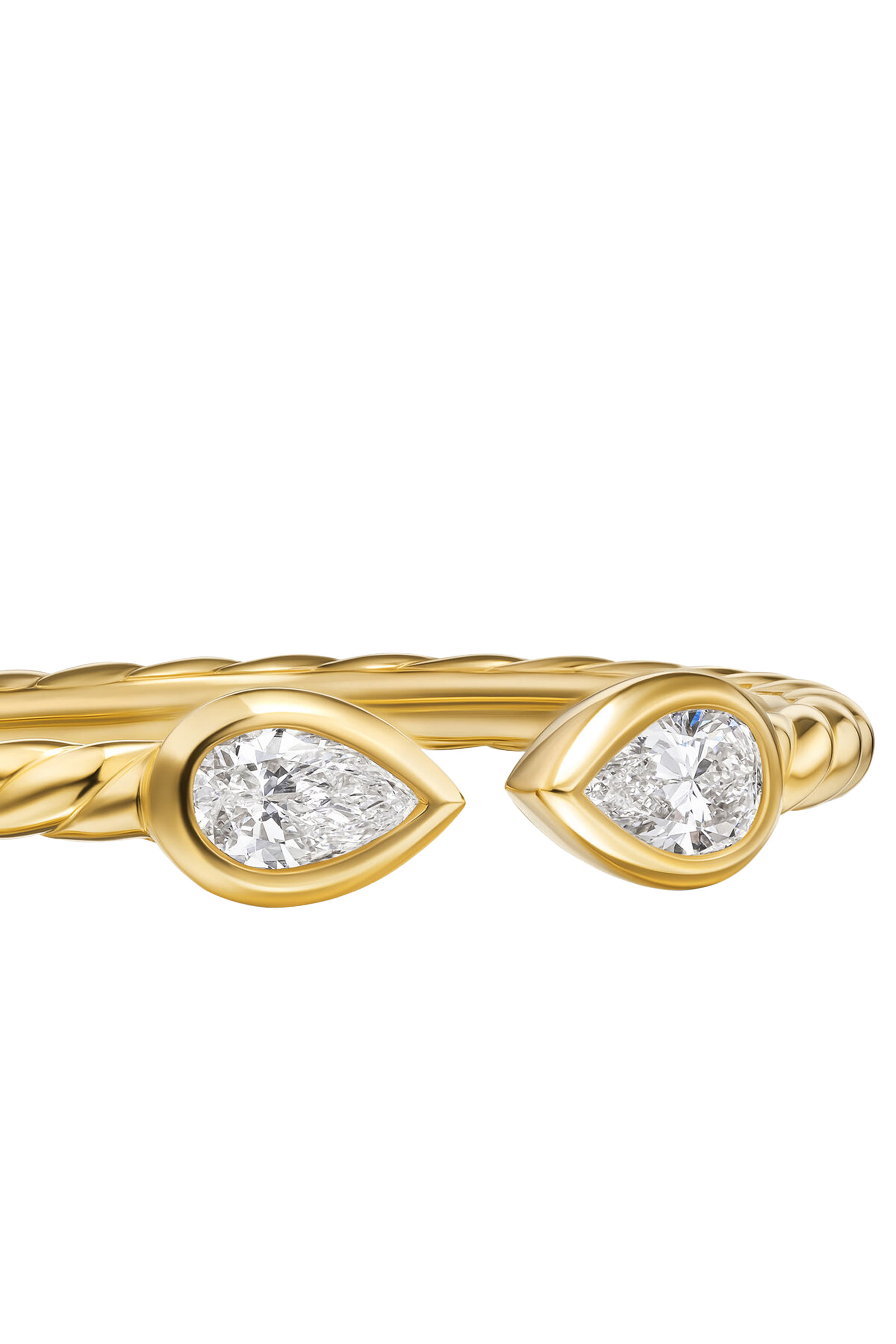 Petite Modern Renaissance&reg; Open Pear Ring, 18K Yellow Gold  Diamonds