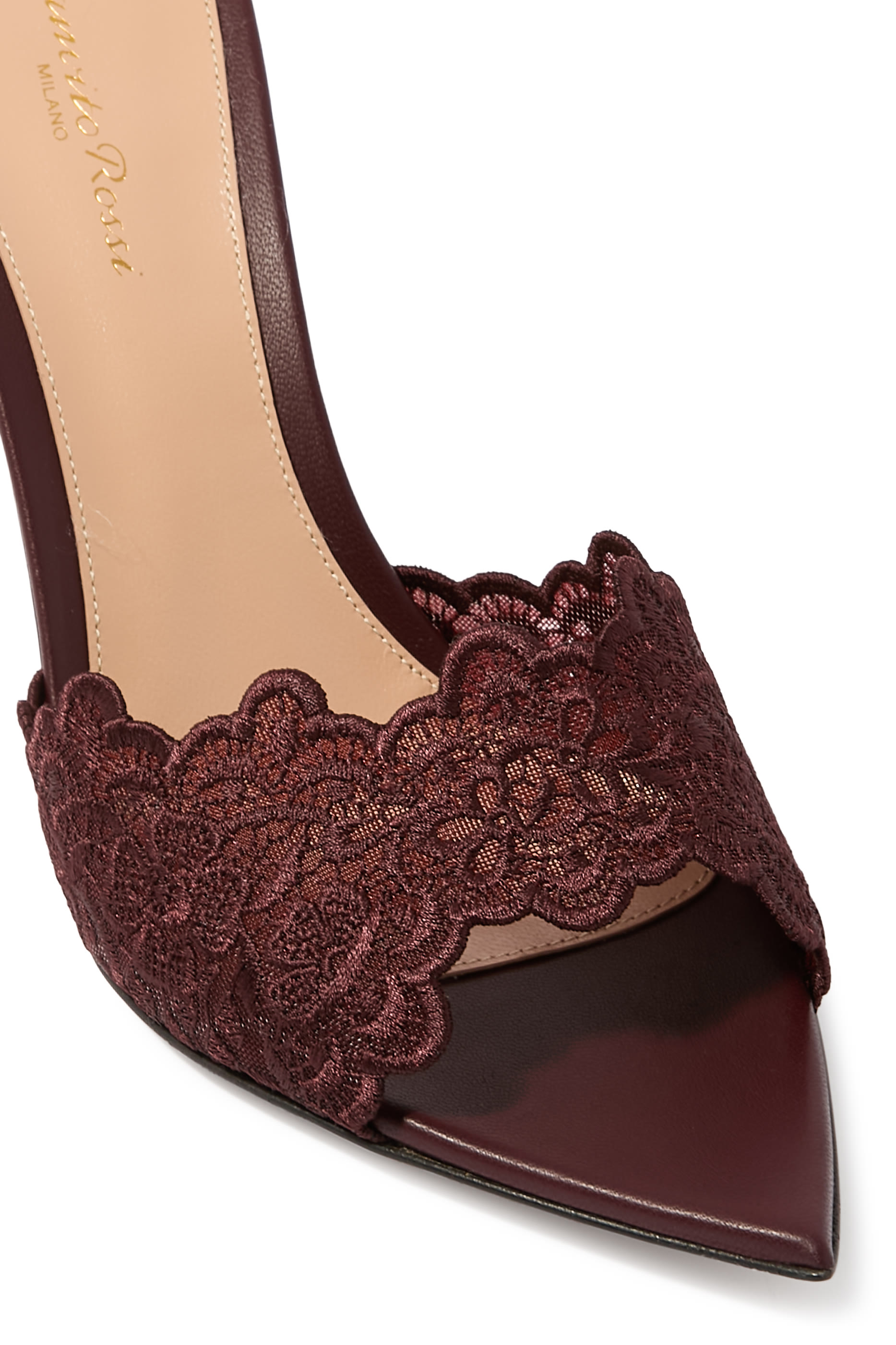 Yvonne 85 Mules in Lace and Leather