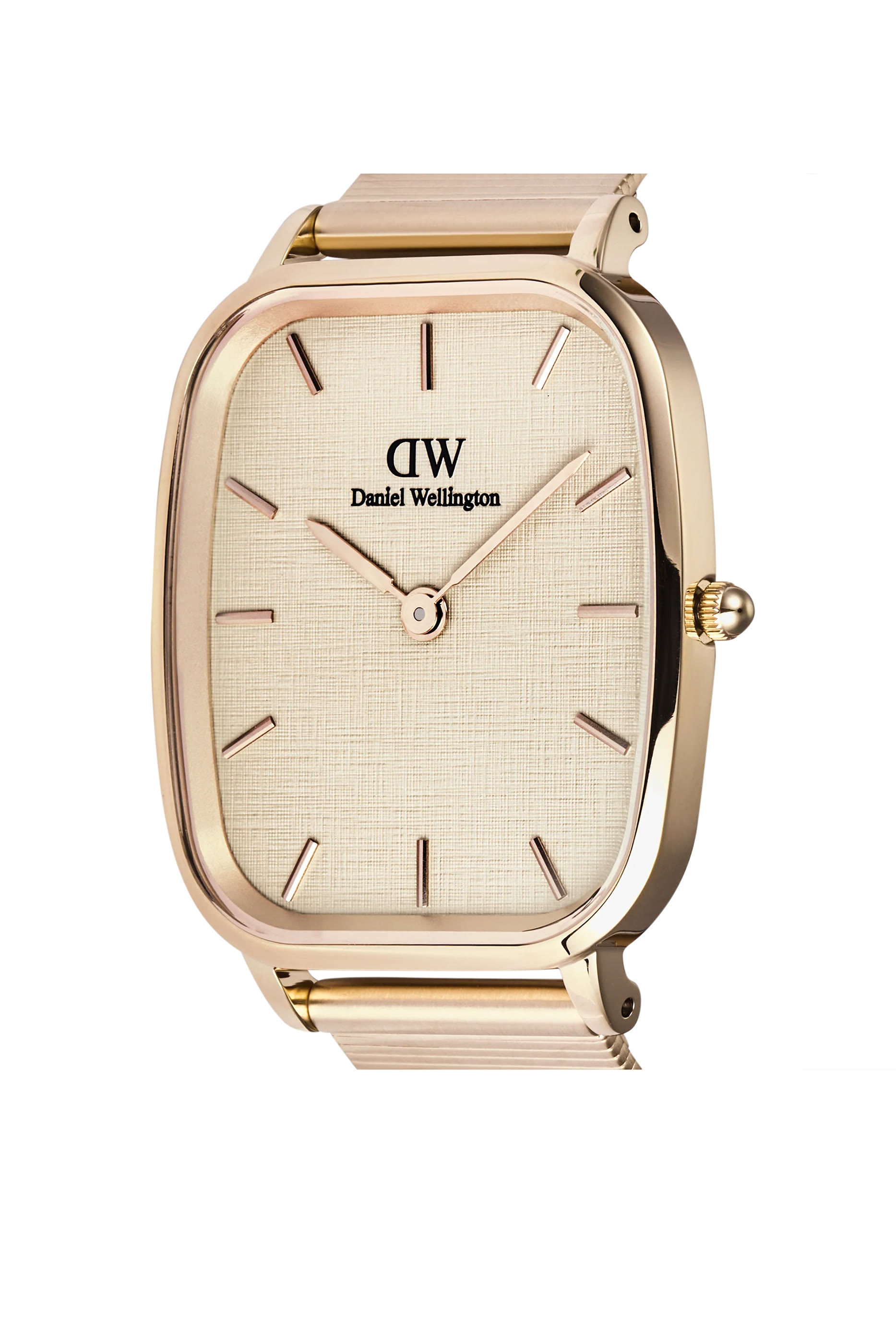 Marlon Wire Linen Wire Band Rose Gold Strap, Linen Dial Stainless Steel Quartz Watch, 32mm