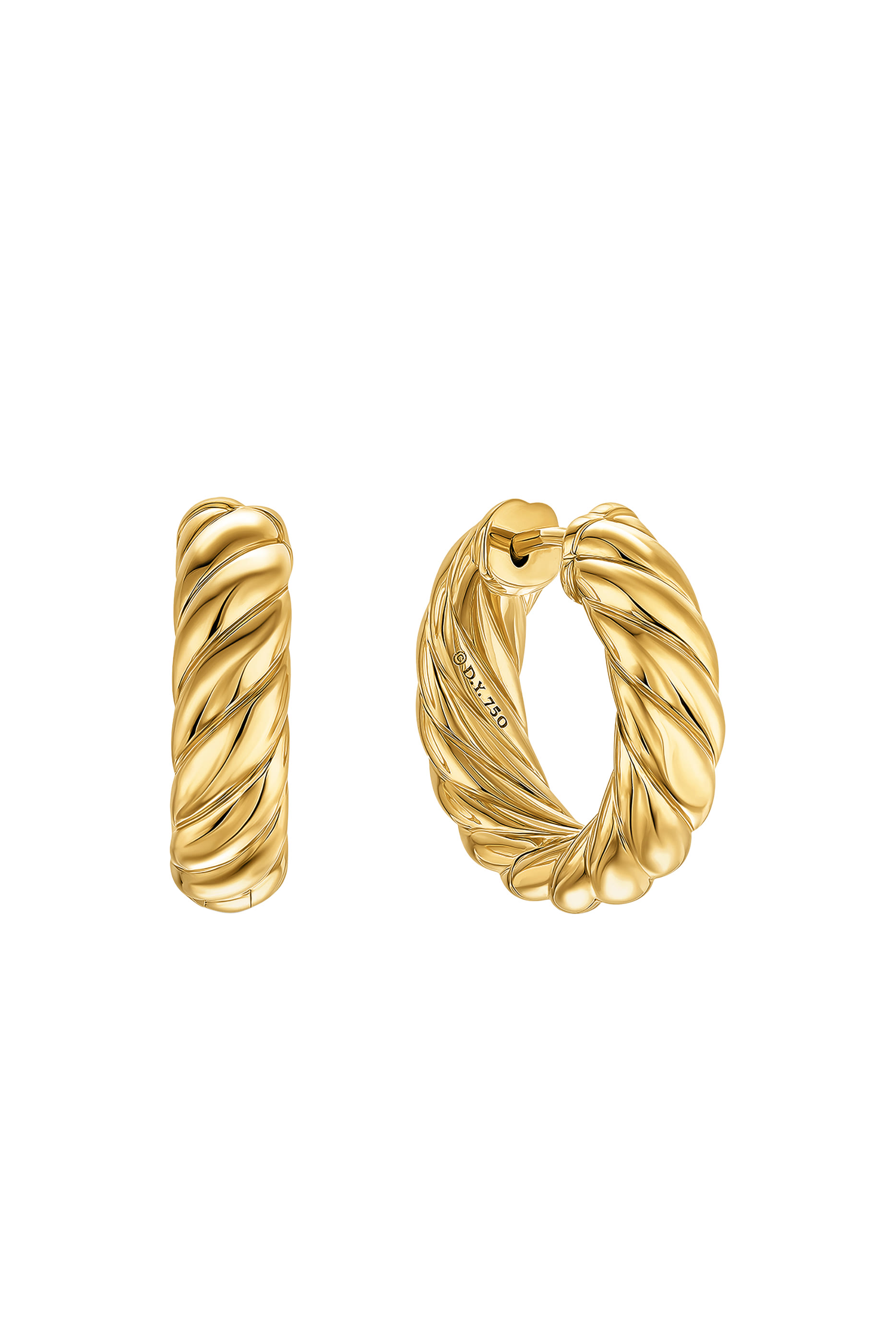Sculpted Cable Hoop Earrings, 18K Yellow Gold