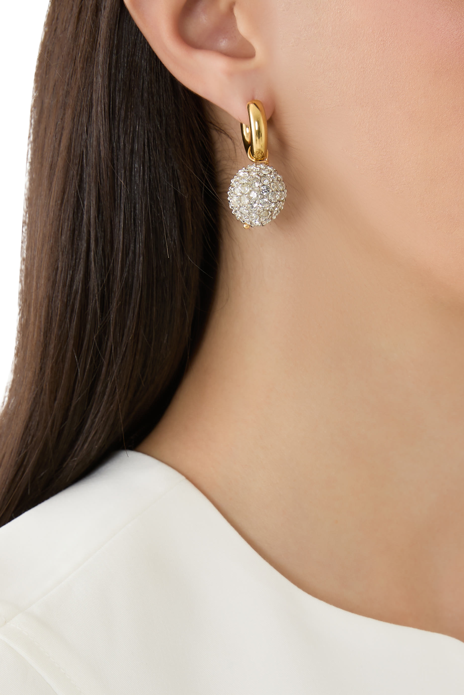 Mismatched Earrings,  24K Gold-Plated Brass with Strass  Malachite
