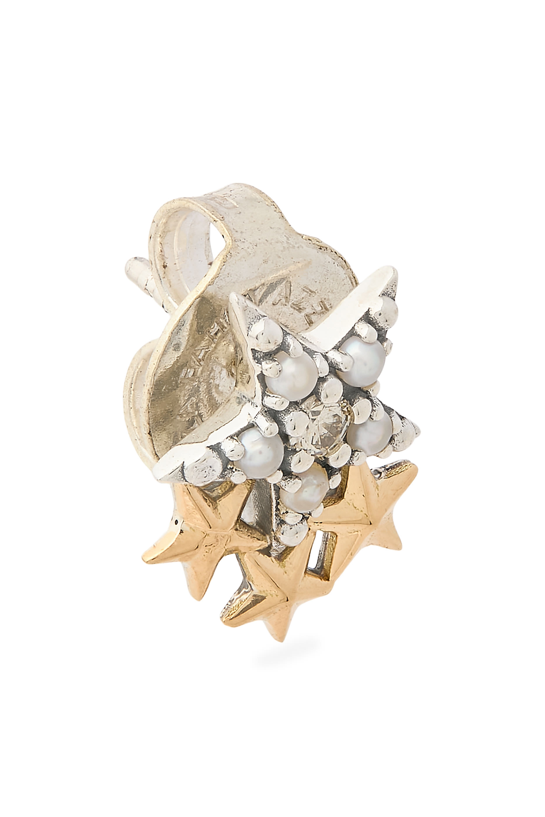 Soraya Constellation Star Earrings, 18K Gold with Sterling Silver, Pearls  Diamonds