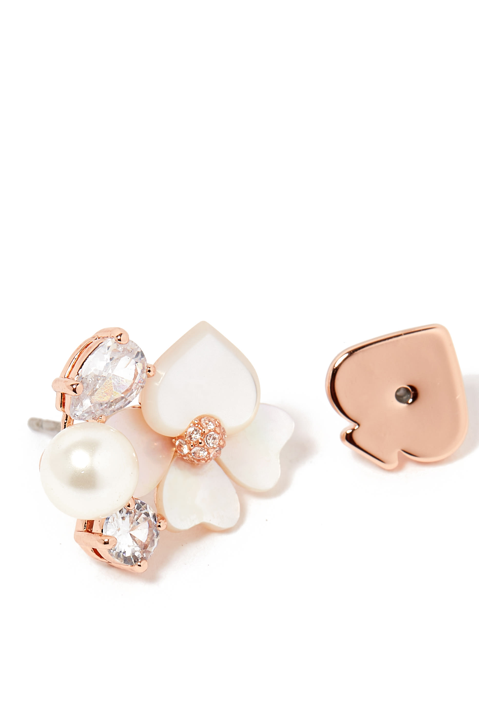 Precious Pansy Cluster Earrings, Plated Metal with Pearl  Cubic Zirconia