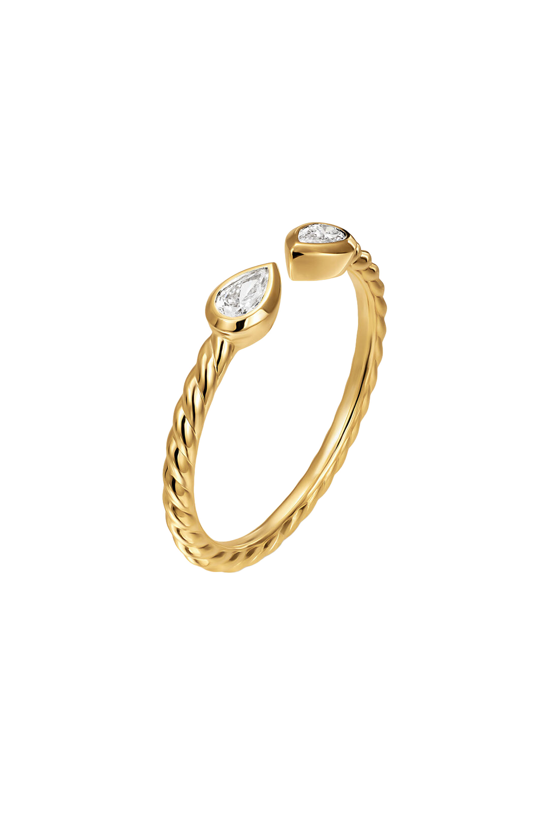 Petite Modern Renaissance&reg; Open Pear Ring, 18K Yellow Gold  Diamonds