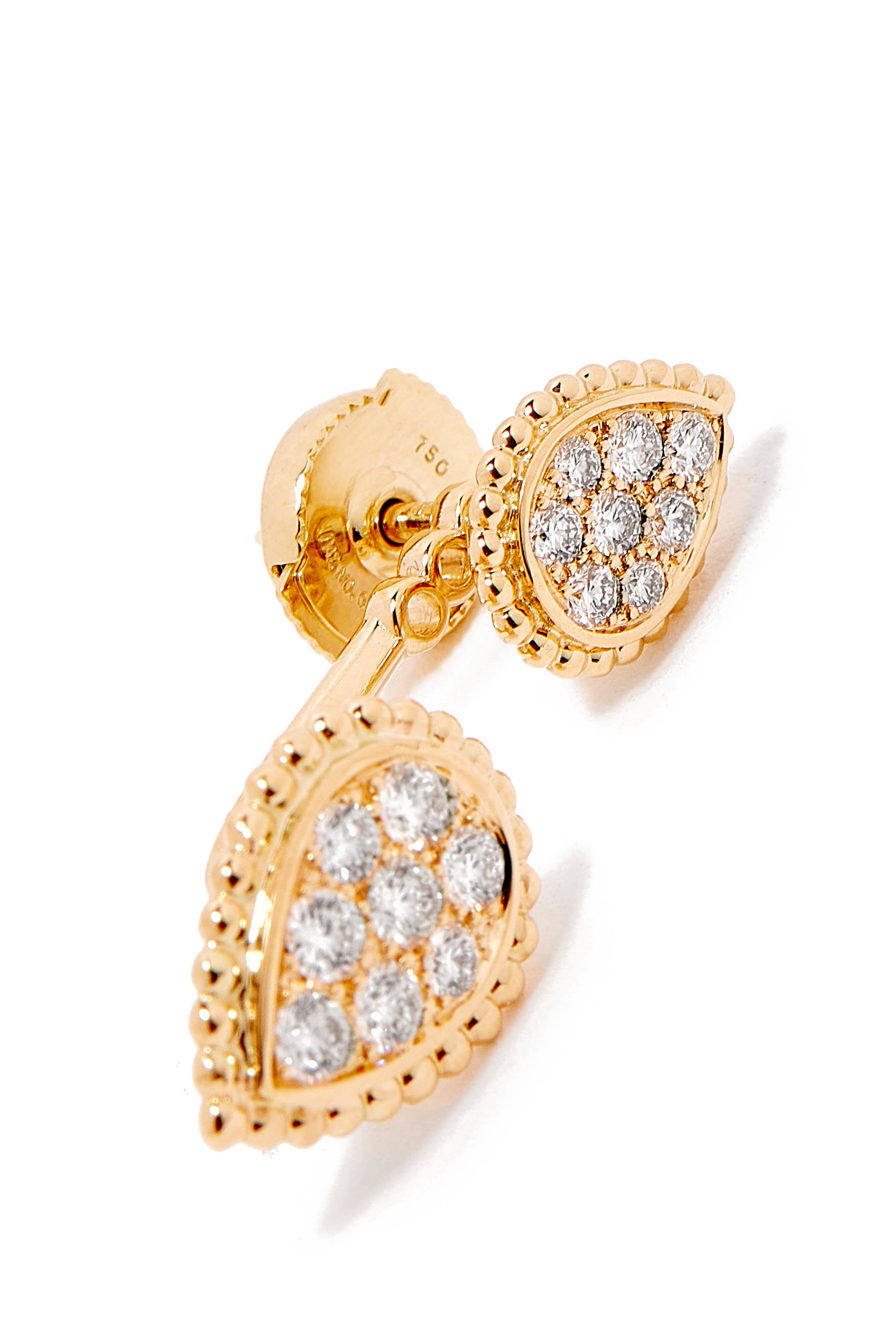 Serpent Boh&egrave;me Double Motif Single Stud Earring, 18k Yellow Gold  Diamonds
