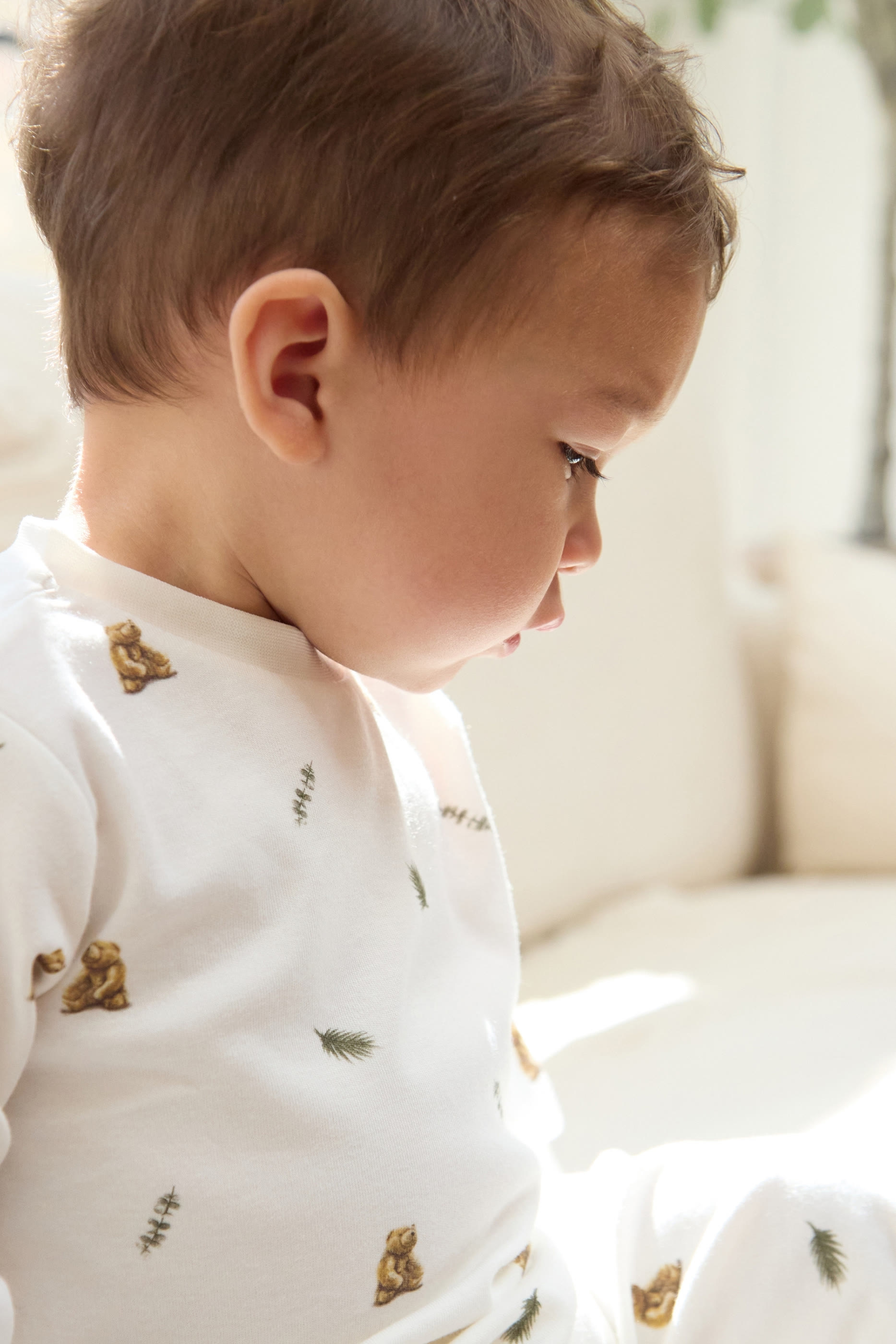 Kids Brown Bear Print Pajamas
