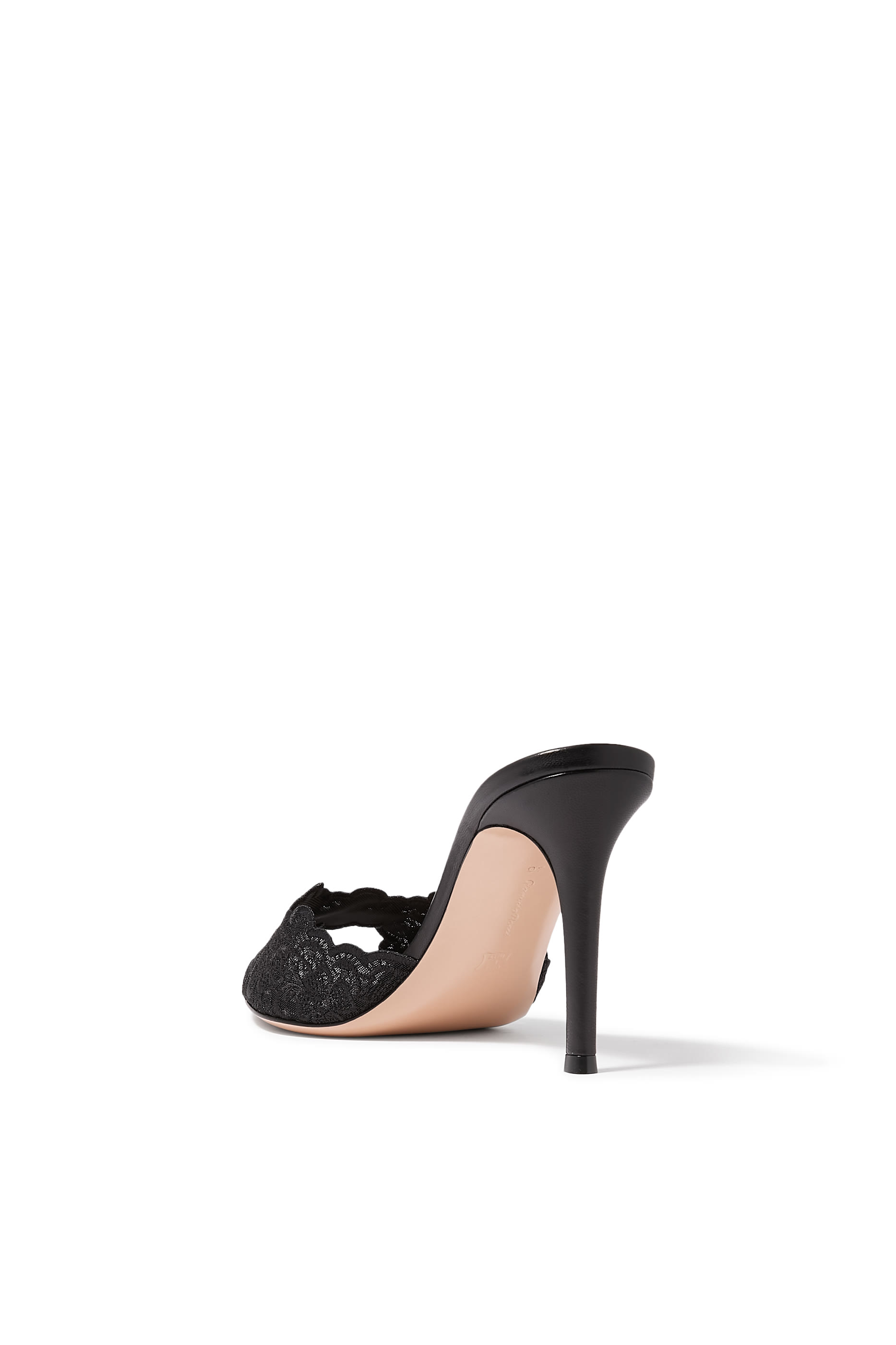 Yvonne 85 Mules in Lace and Leather