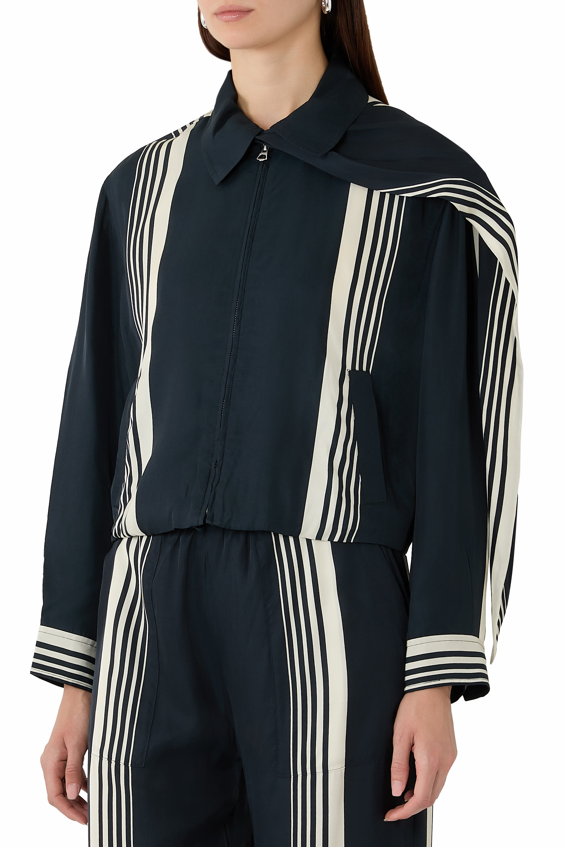Krista Striped Silk-Blend Jacket