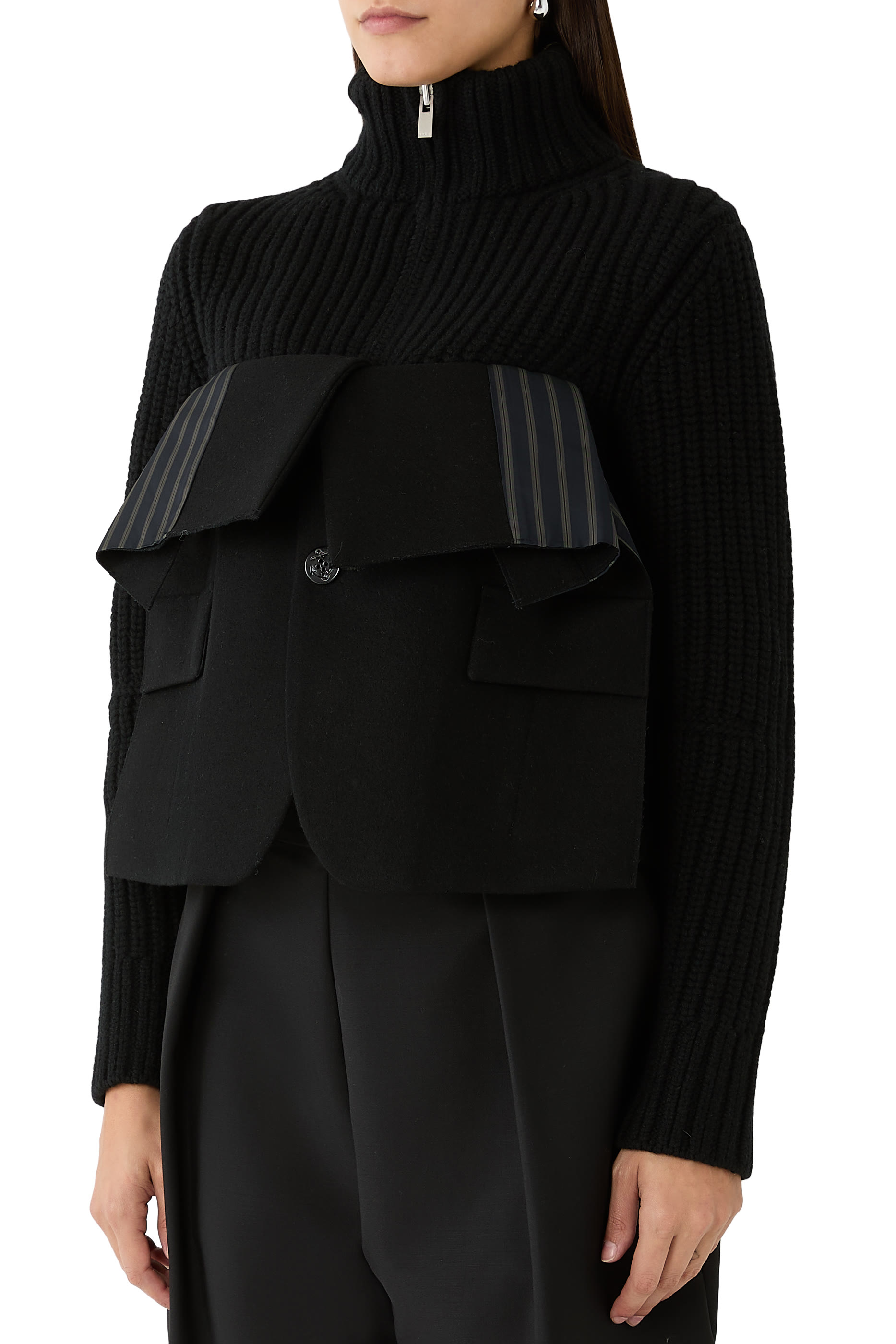 Wool Melton x Wool Knit Blouson
