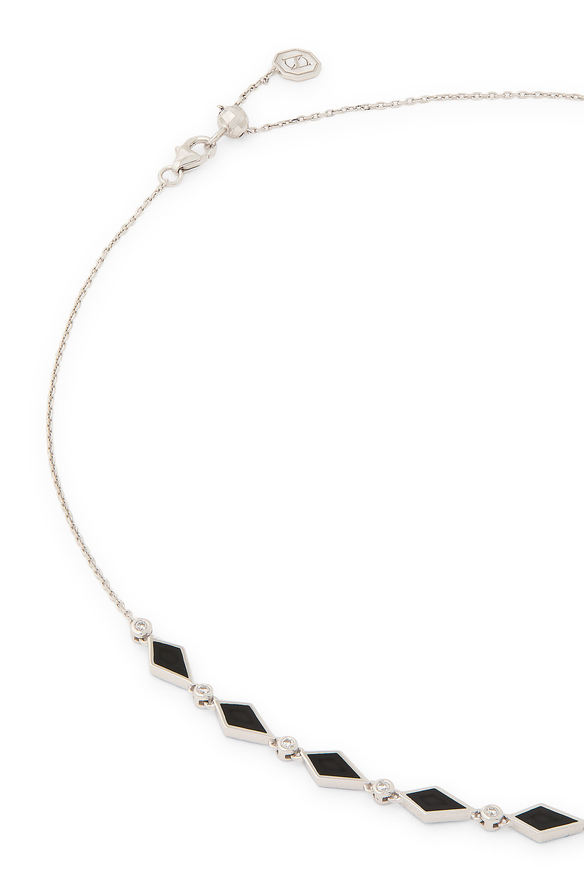 Mosaic Necklace, 18k White Gold  Enamel, Diamond