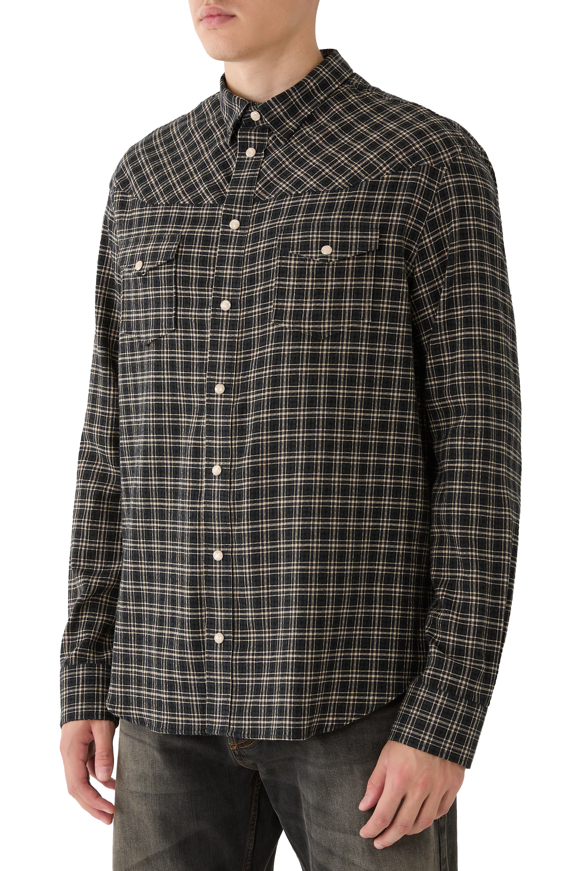 Chest Pockets Check Flannel Shirt