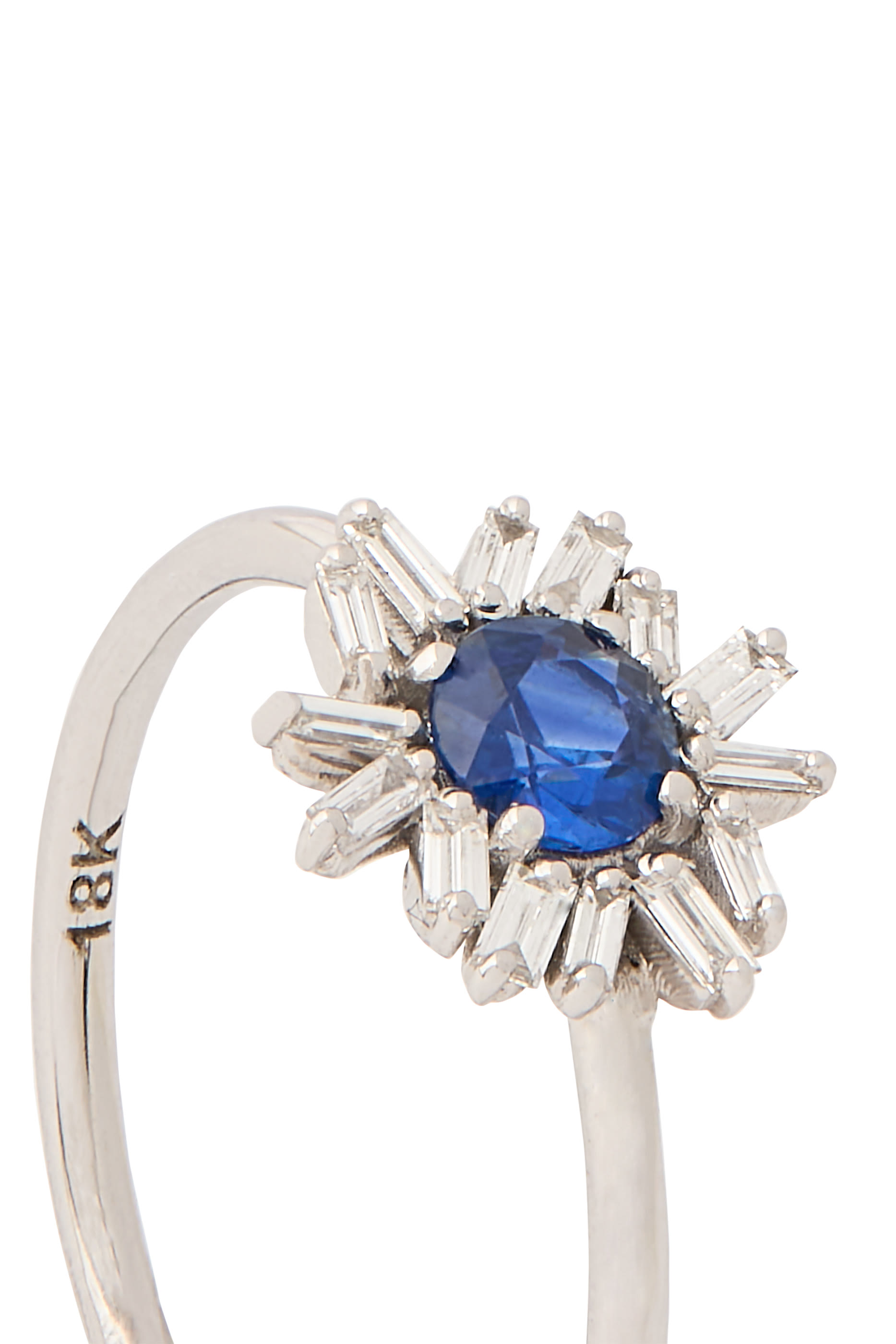 Cocktail Ring, 18K White Gold, Diamonds  Sapphire