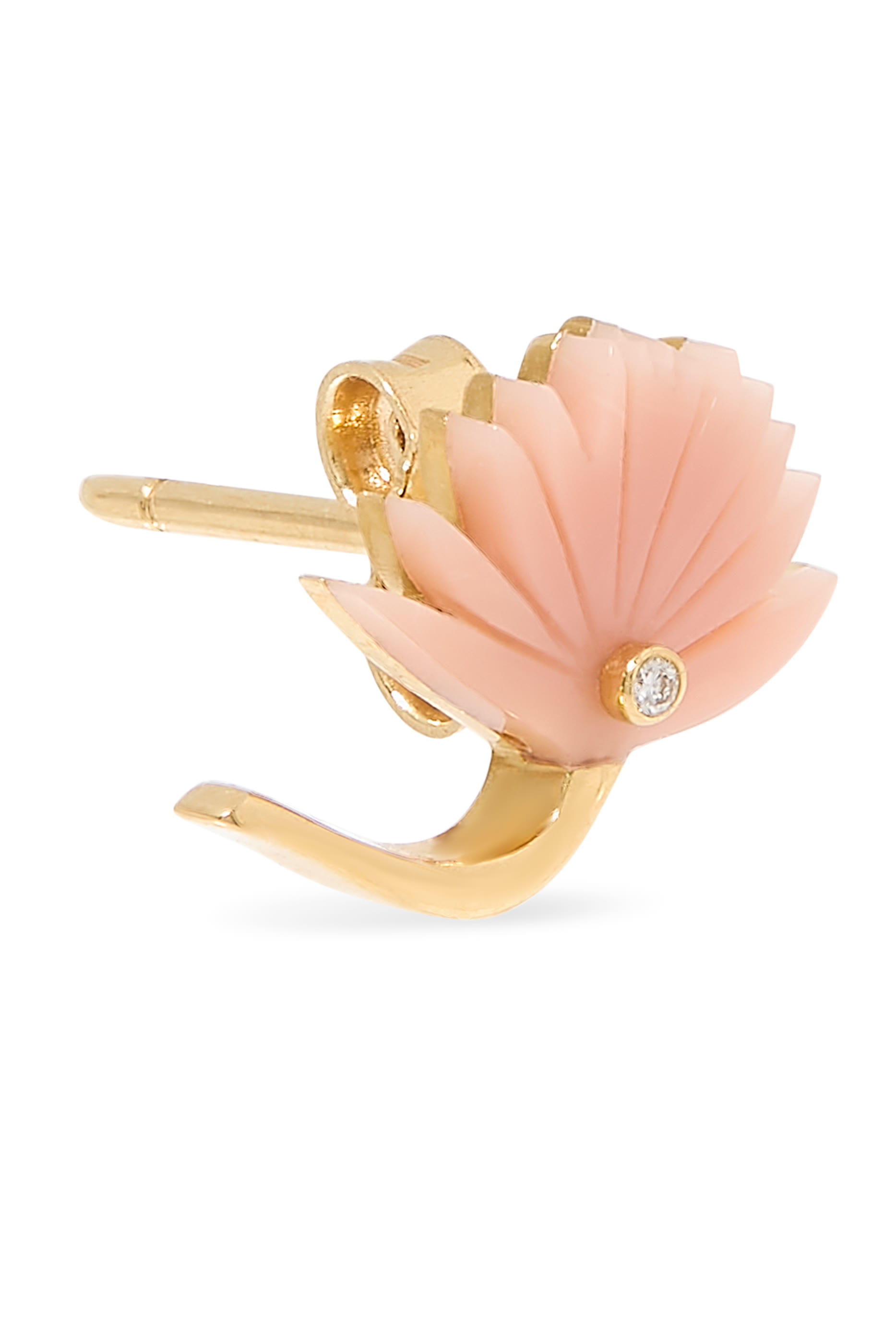 Psychedeliah Earrings, 18k Yellow Gold  Diamonds, Mother of Pearl