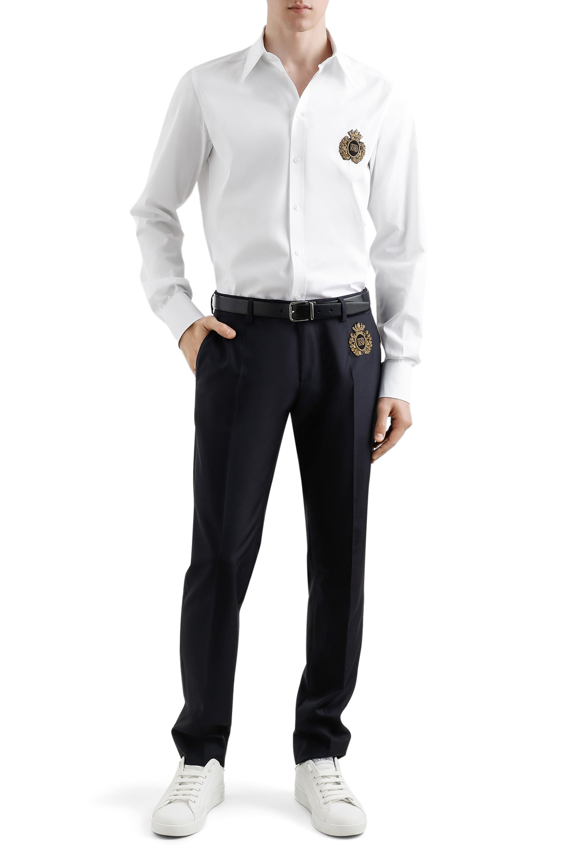 Cotton Shirt with Heraldic Patch