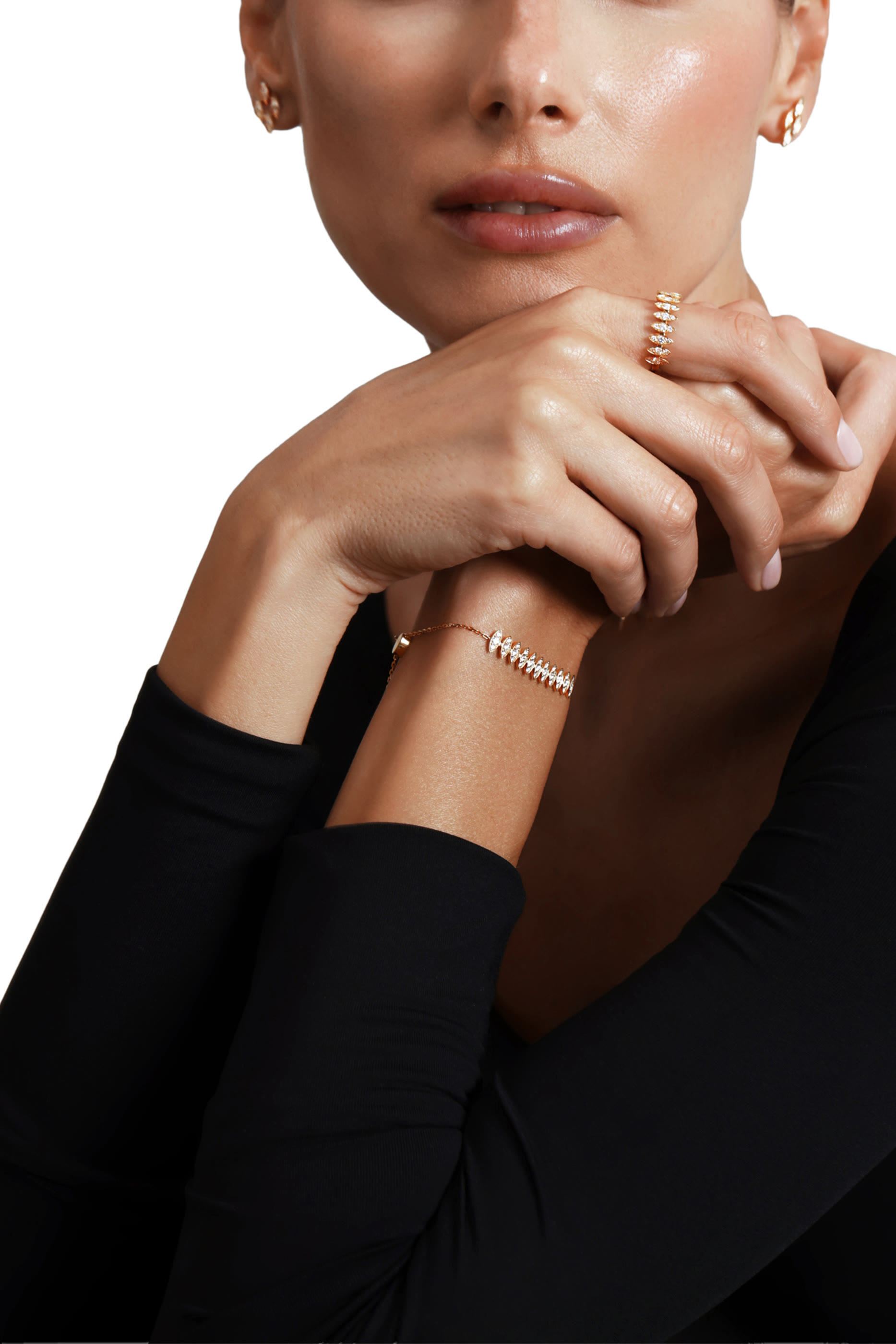 Barq Marquise Large Bracelet, 18K Yellow Gold  Diamonds