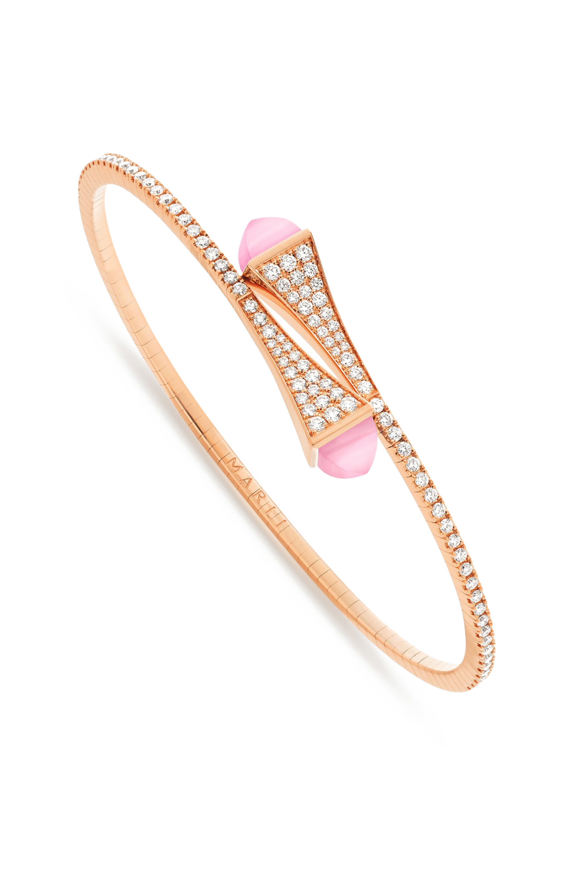 Cleo Diamond Midi Slip-On Bracelet, 18K Rose Gold, Diamonds  Pink Quartzite 