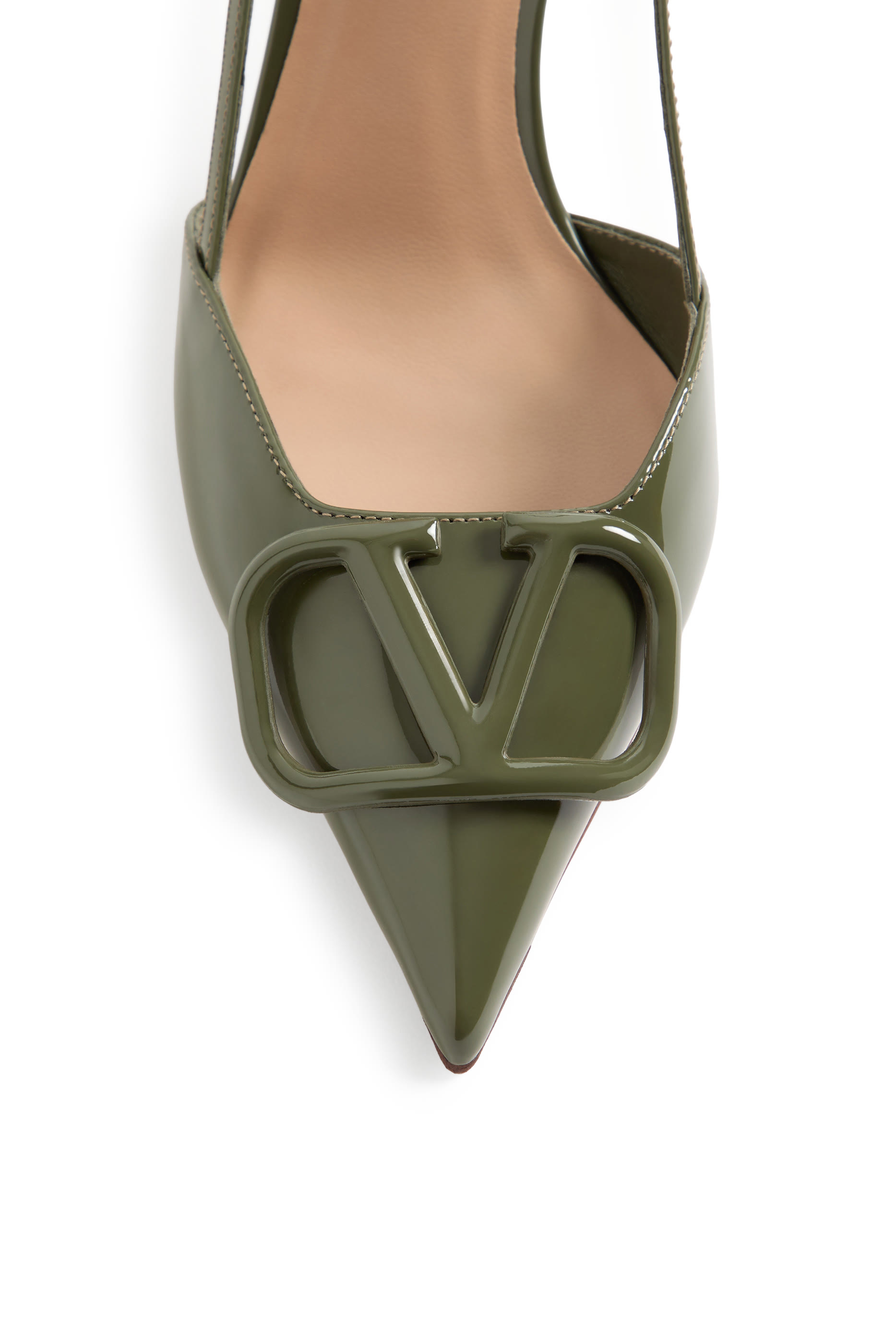  VLogo Signature 80 Patent Leather Slingback Pumps 
