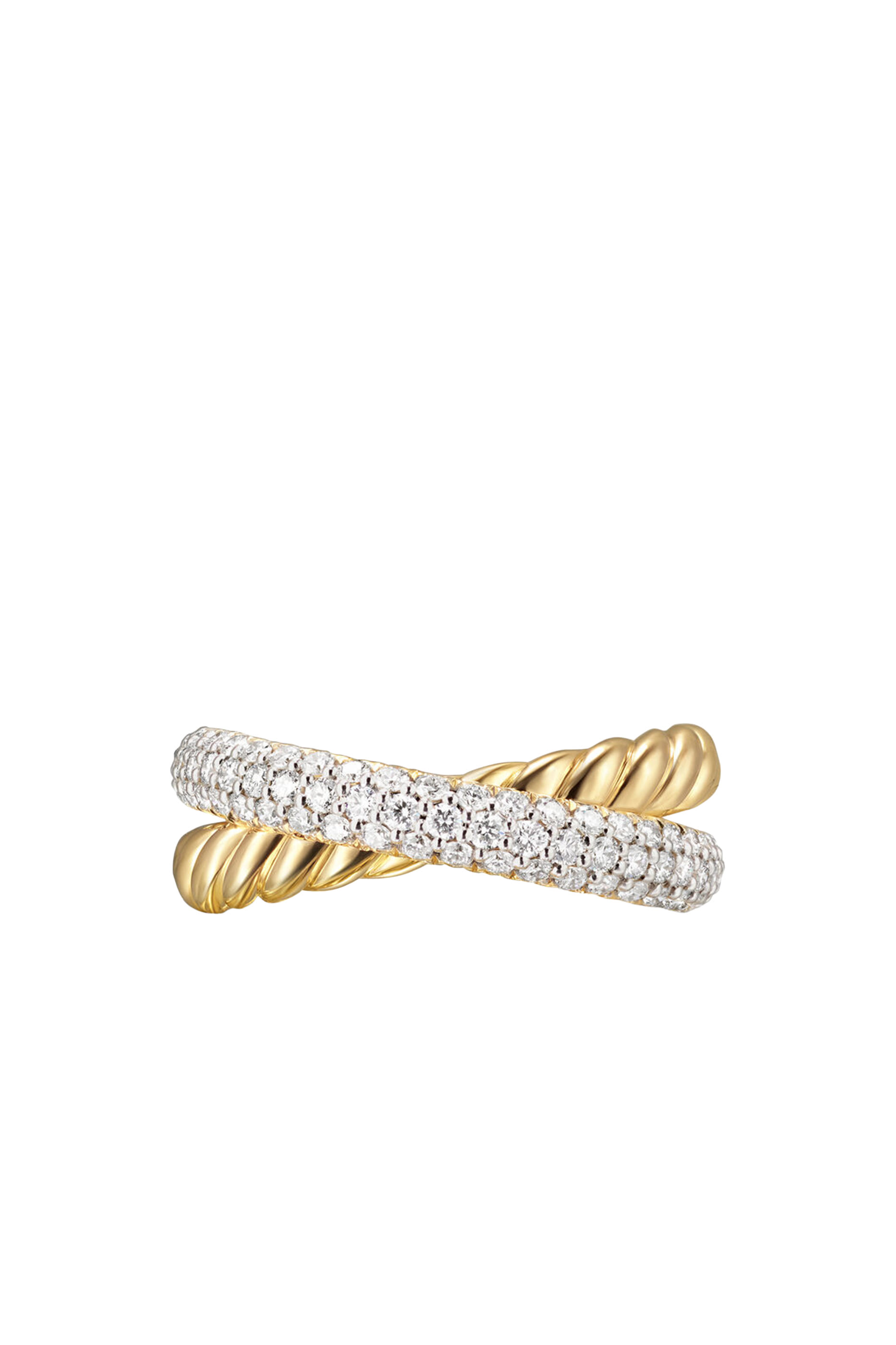 Crossover Two Row Ring, 18K Yellow Gold  Diamonds