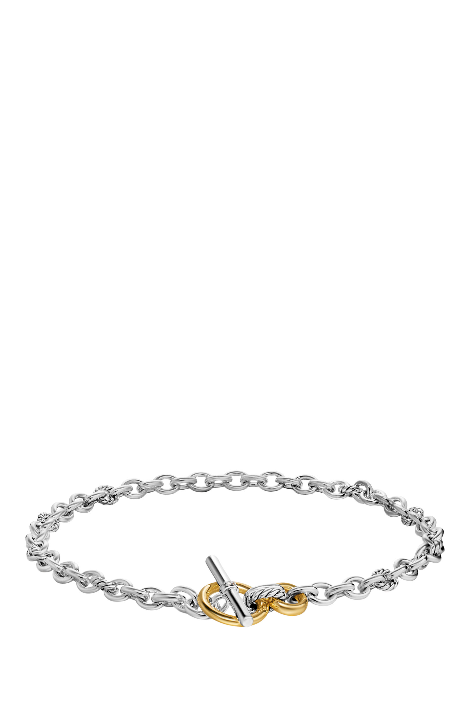DY Mercer&reg; Toggle Chain Necklace, Sterling Silver with 18K Yellow Gold  Diamonds