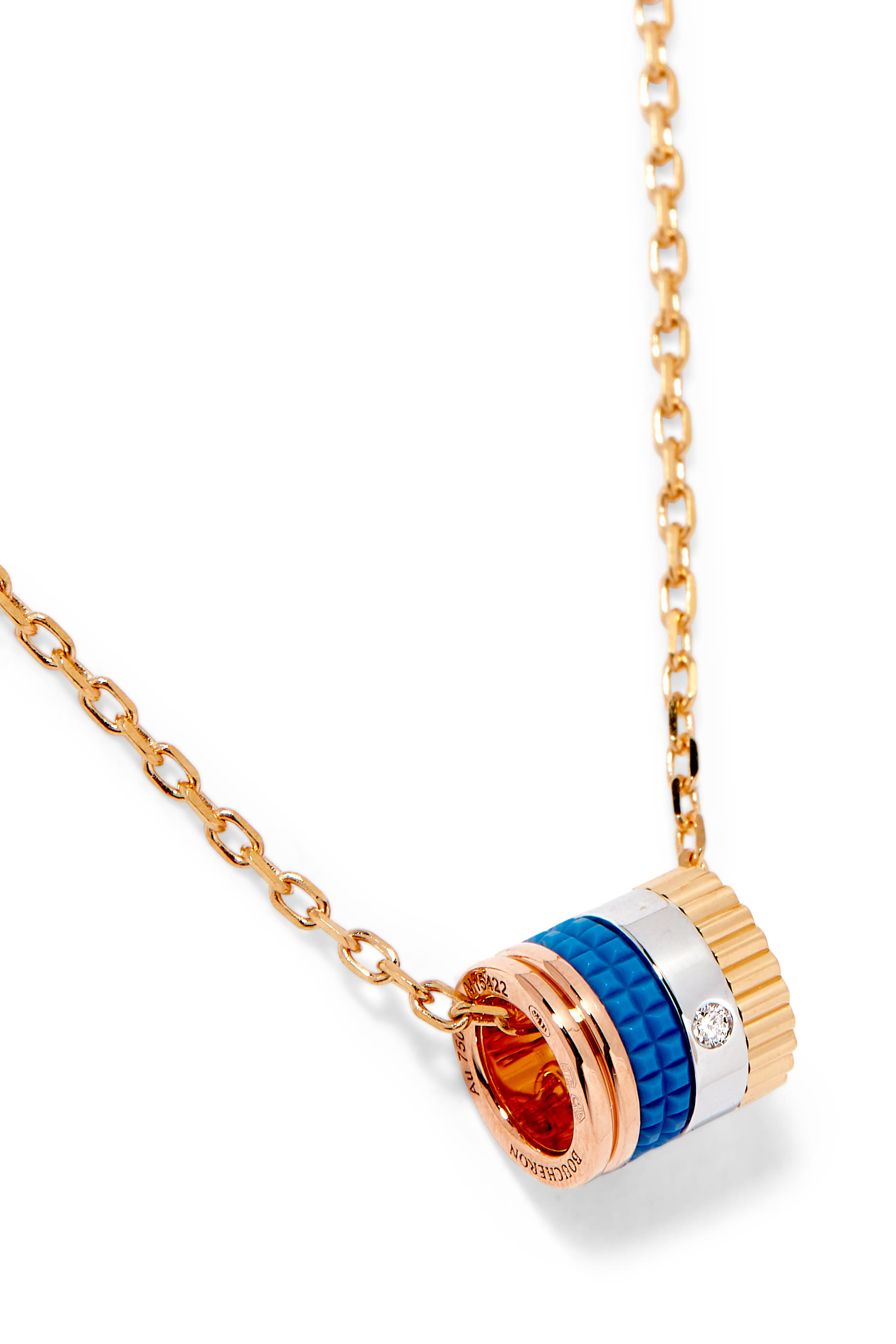 Quatre Blue Edition Mini Pendant, 18K Mix Gold  Diamond