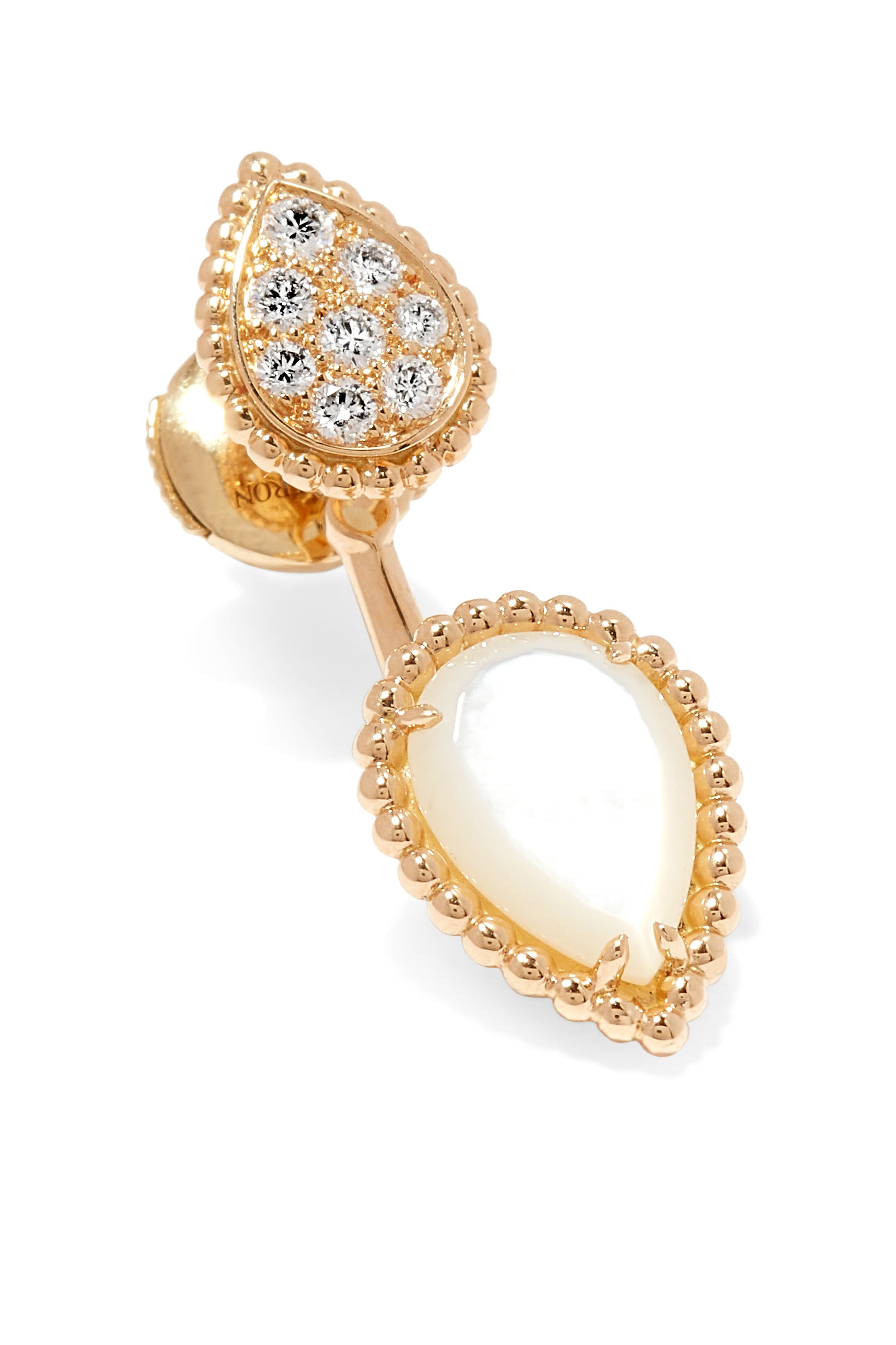 Serpent Boh&egrave;me Double Motif Single Stud Earring, 18k Yellow Gold  Diamonds