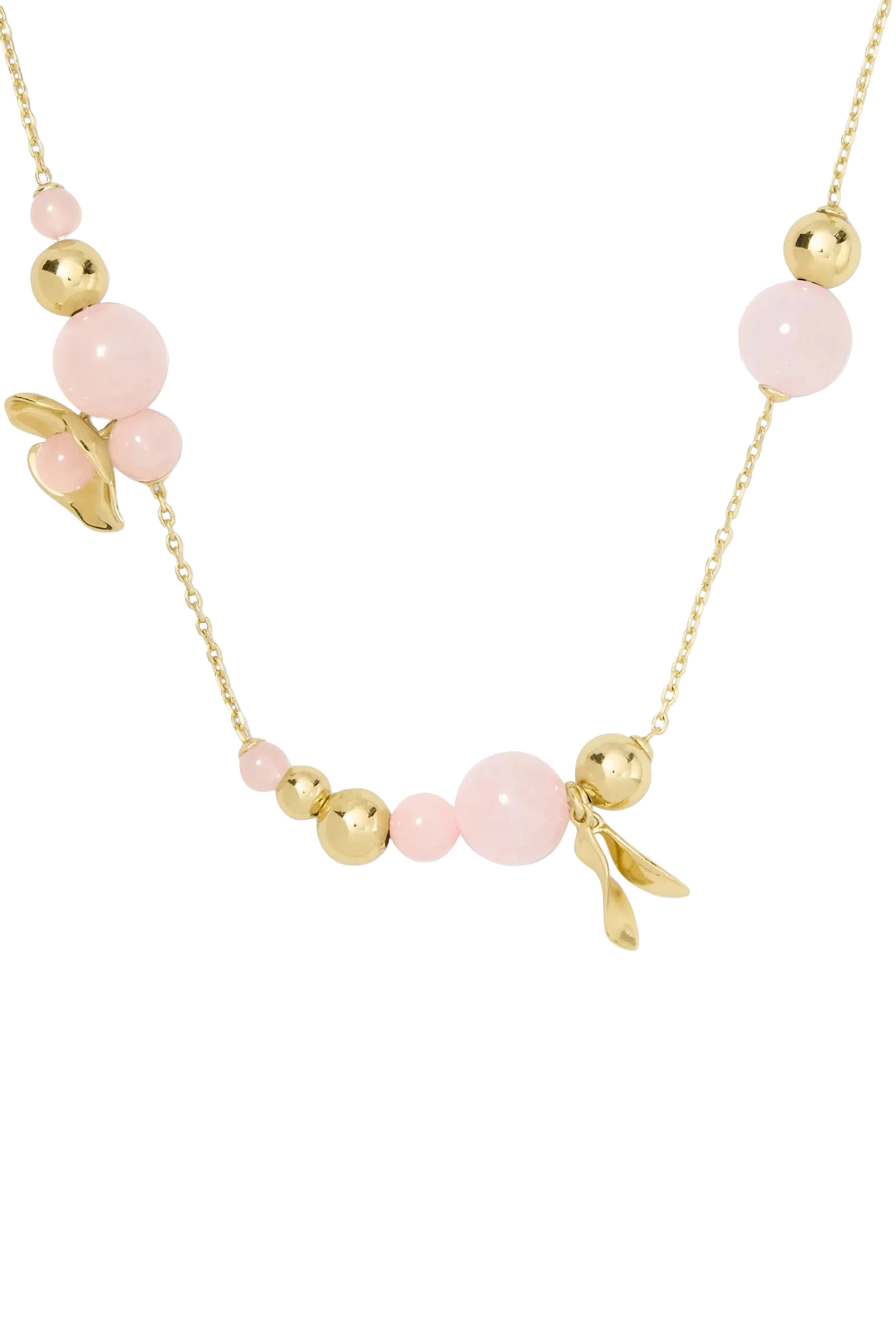 Gilded Garden Necklace, Brass, Nylon Cord  Cubic Zirconia, Glass Stone
