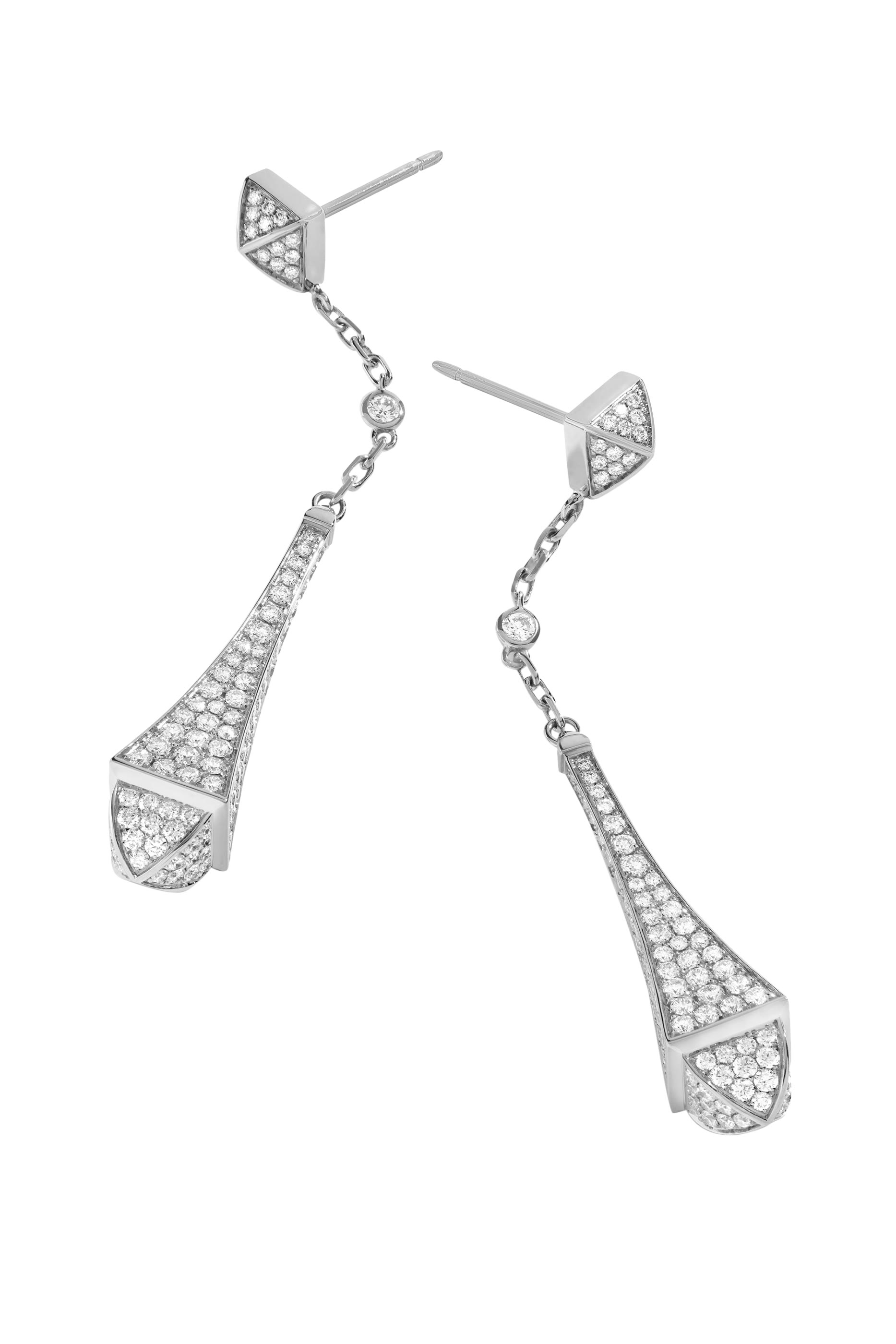 Cleo Full Diamond Teardrop Earrings, 18K White Gold  Diamonds