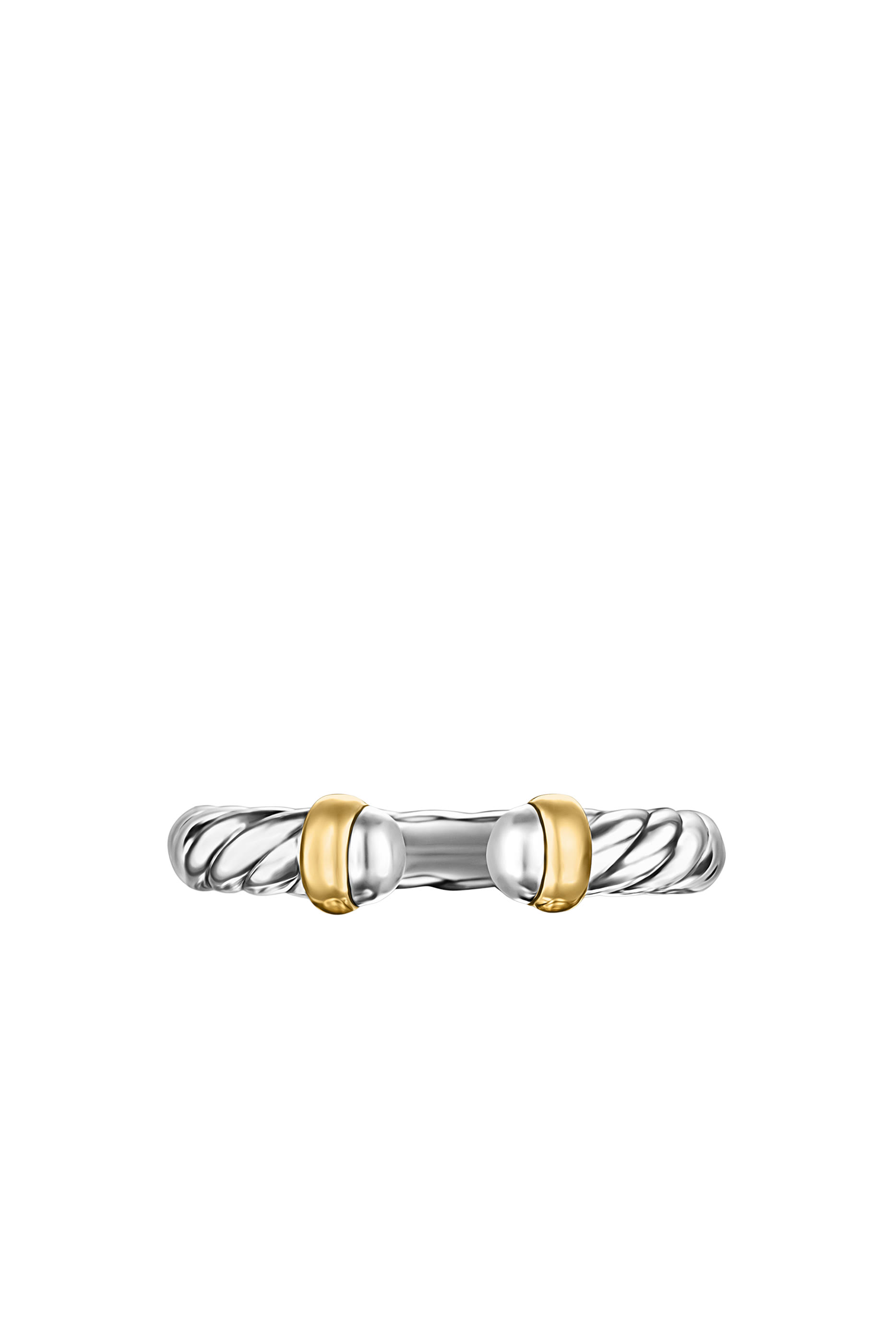 Petite Cable Open Ring, Sterling Silver with 14K Yellow Gold  Pearls
