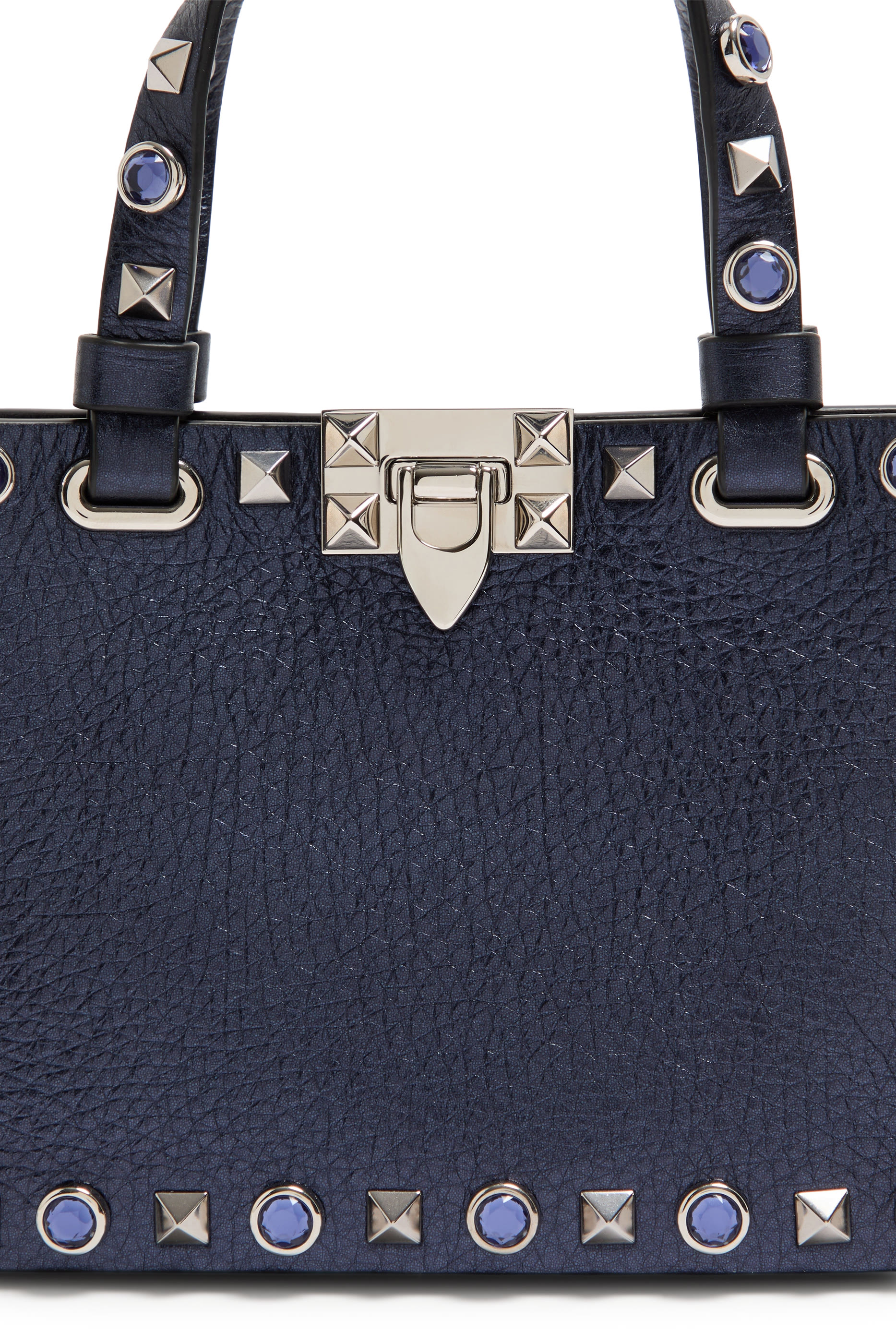 Rockstud Mini Shopping Bag in Laminated Calfskin
