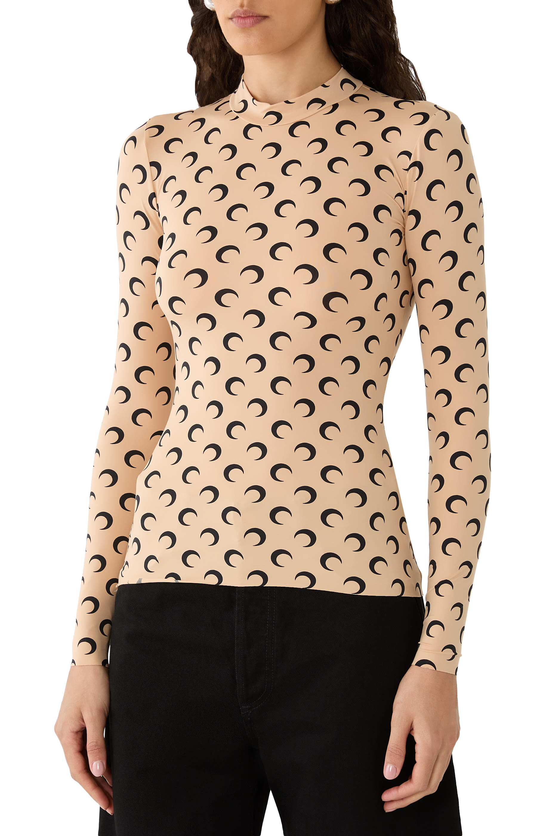 Recycled Moon Jersey Second Skin Highneck Top