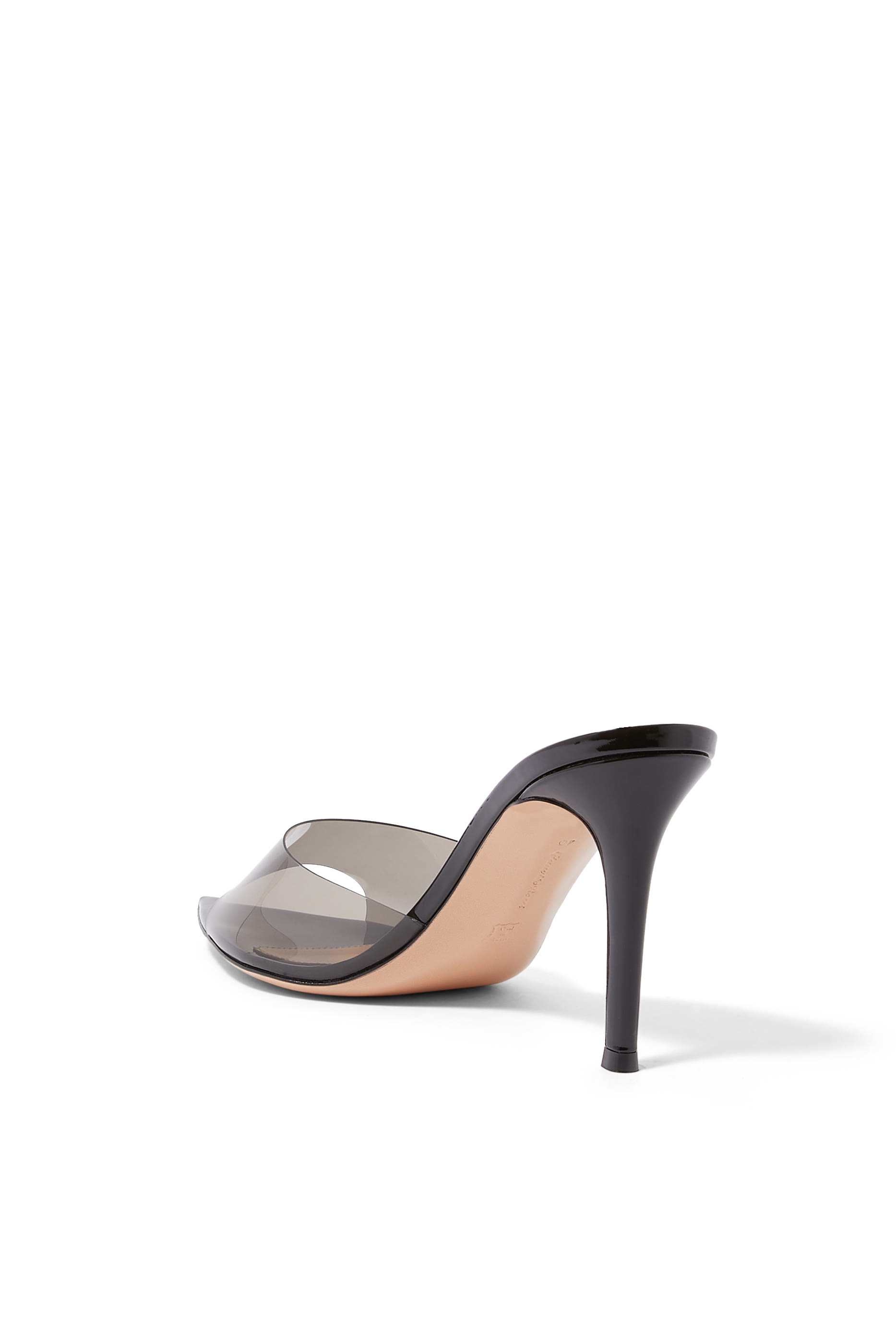 Elle 85 Mules in Plexi and Leather
