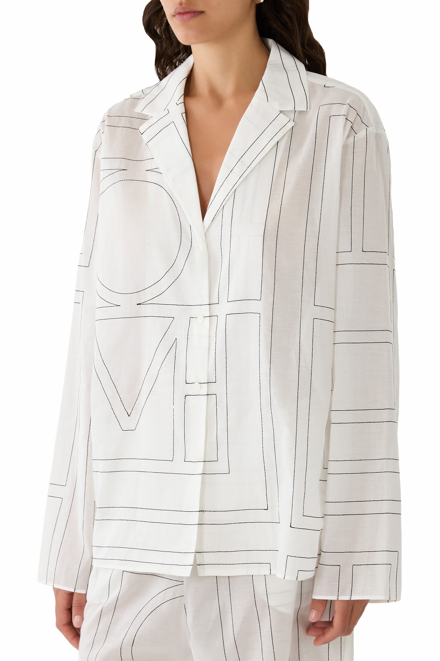  Monogram Cotton-Blend Pajama Top