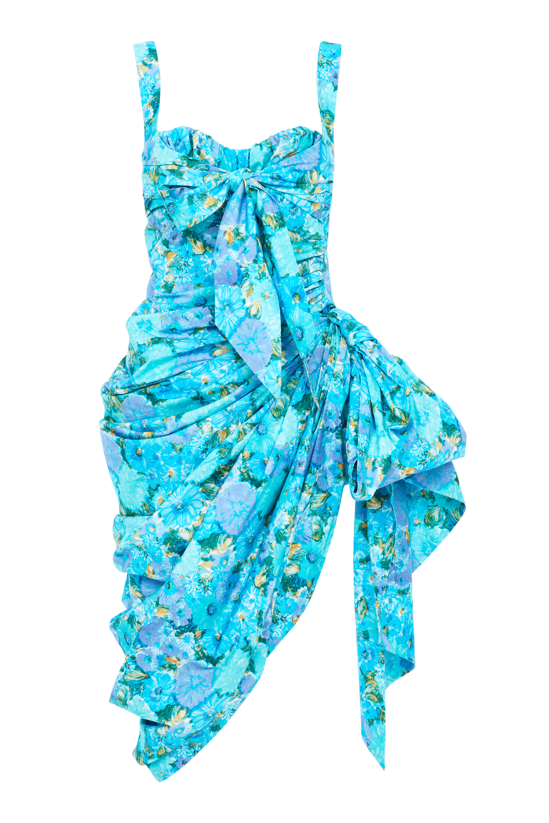 Wrapped Bustier Midi Dress in Cotton Poplin 