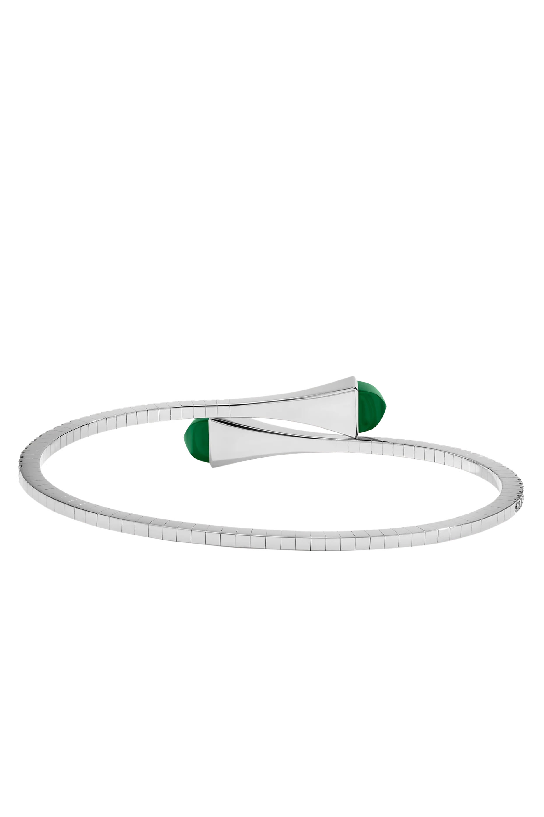 Cleo Midi Bangle, 18k White Gold with Agate  Diamonds