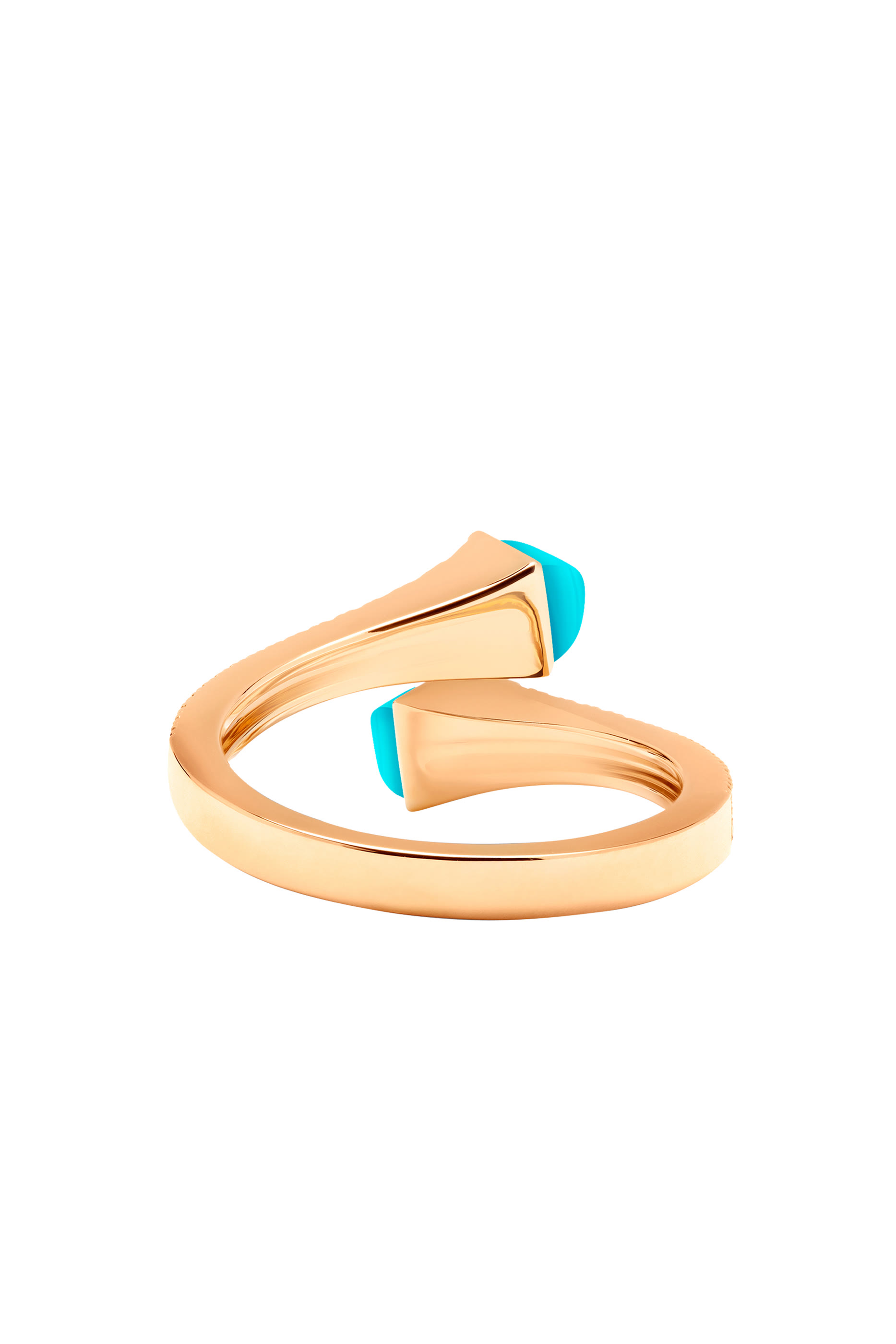 Cleo Slim Ring, 18k Pink Gold with Turquoise Stones  Diamonds
