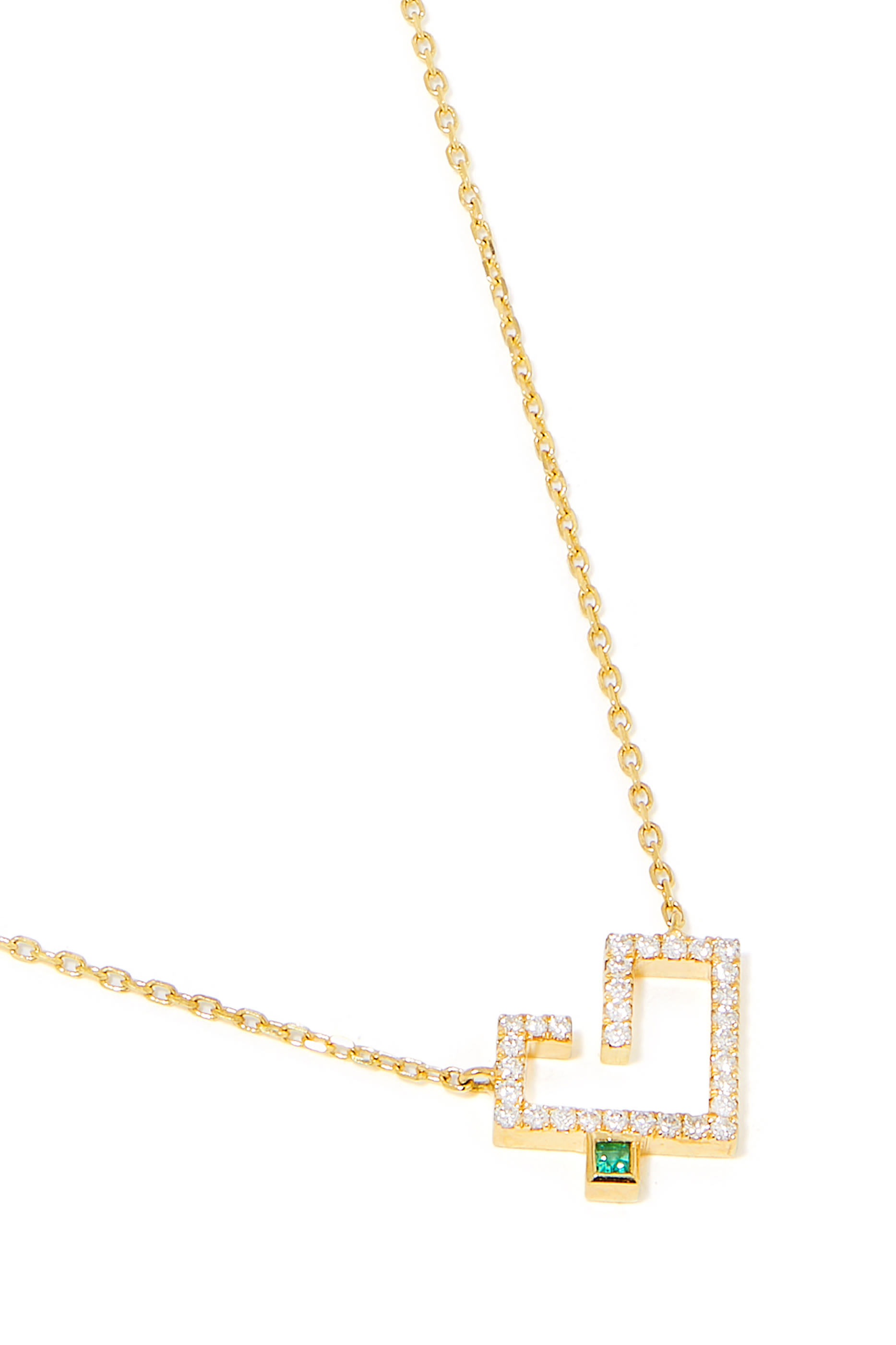 Hubb Heart Pendant Necklace, 18K Yellow Gold with Diamonds  Emerald