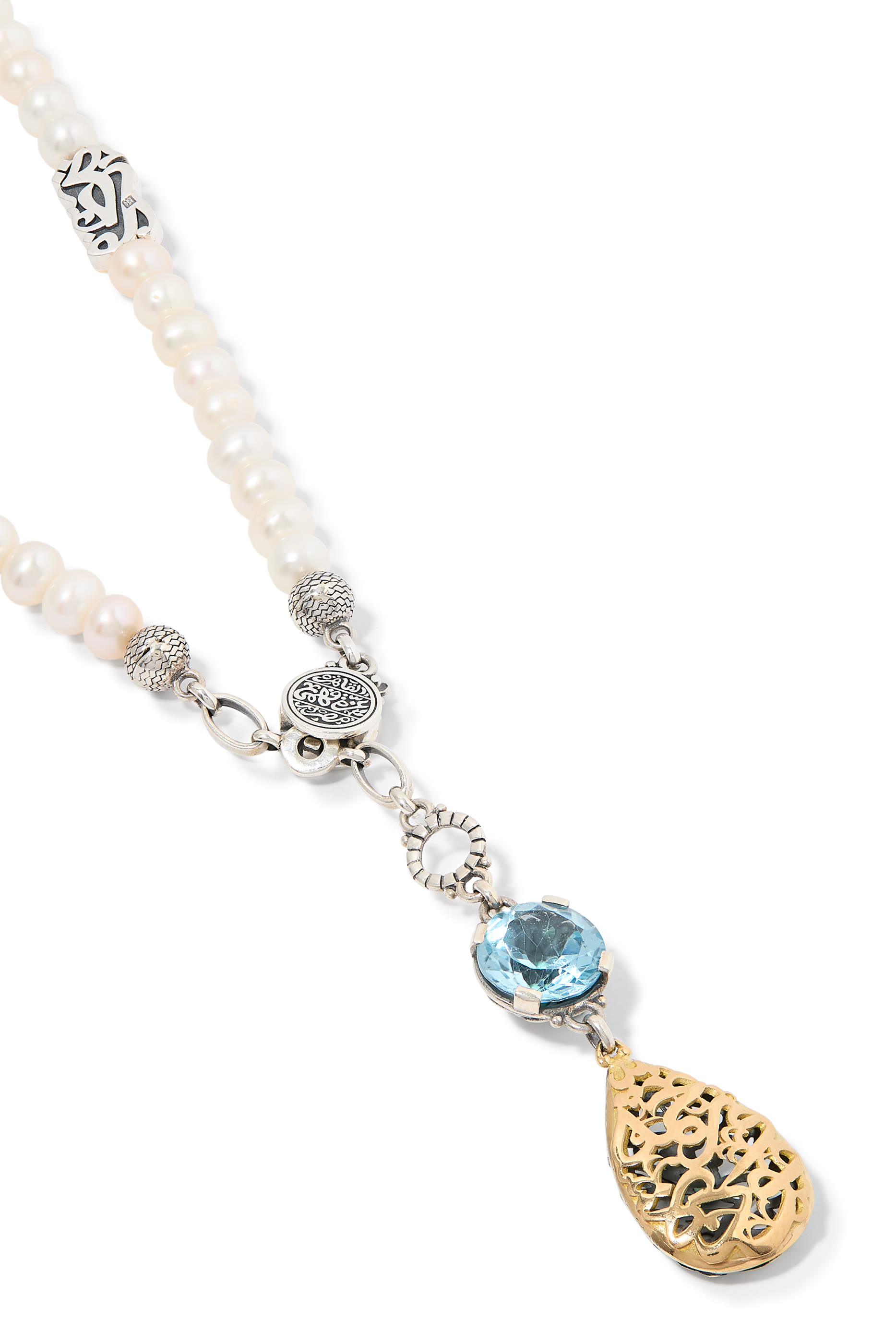  Endearment Multi-Way Necklace, 18K Yellow Gold with Sterling Silver, Topaz  Pearls