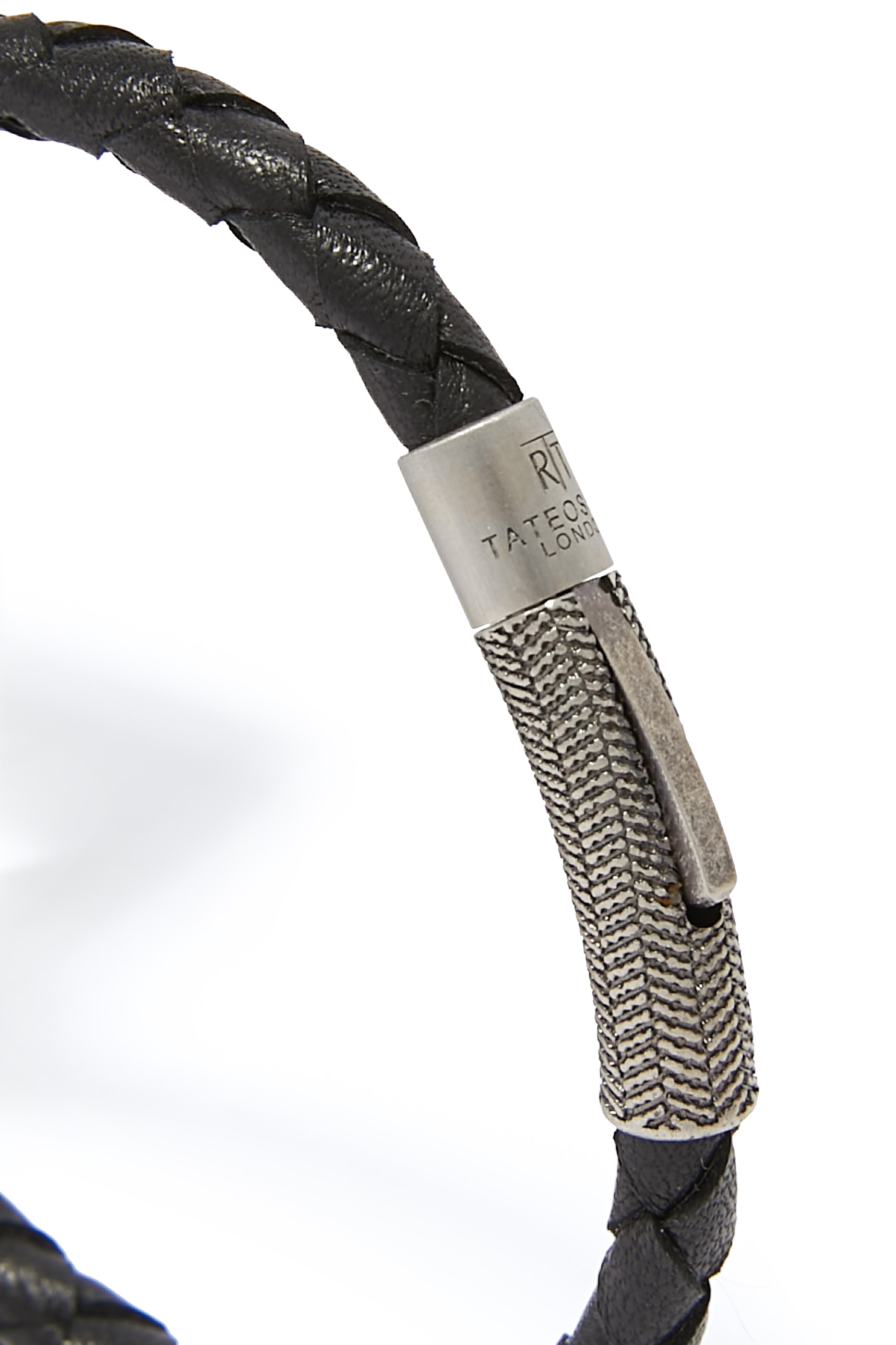 Herringbone Bracelet, Leather  Sterling Silver
