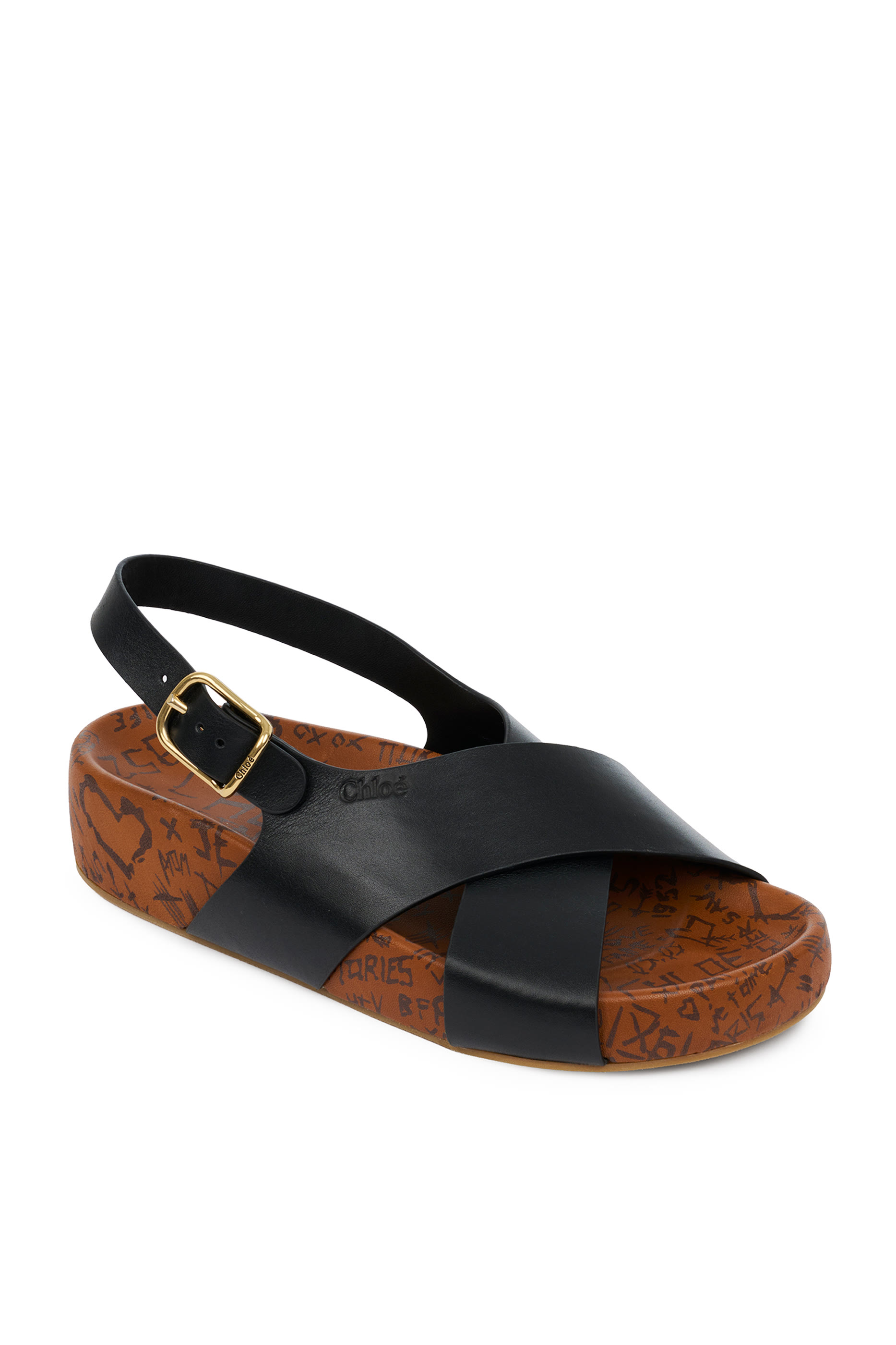 Wood-Effect Flat Sandals