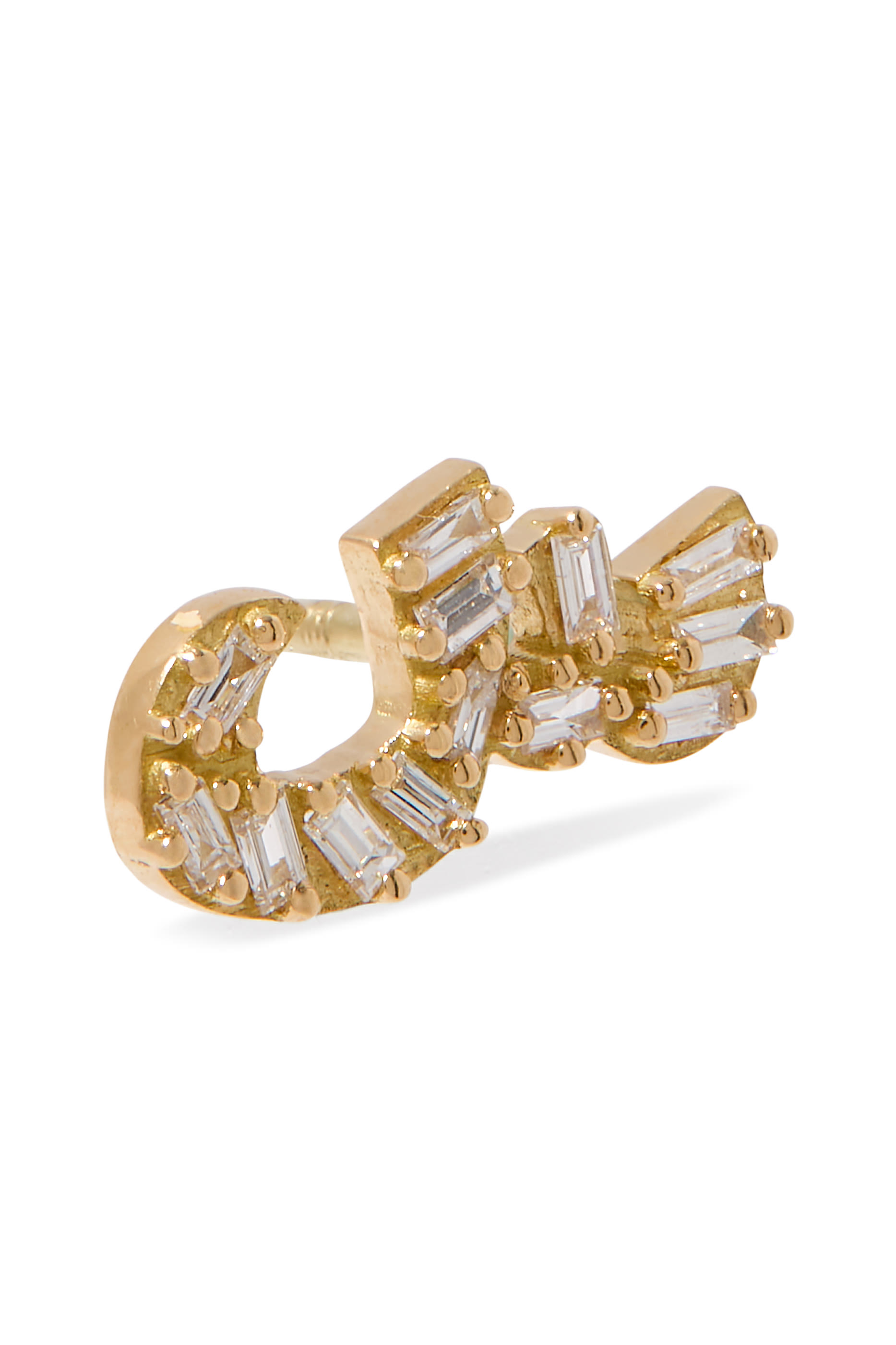 Letter Seen Earrings, 18k Yellow Gold  Diamonds