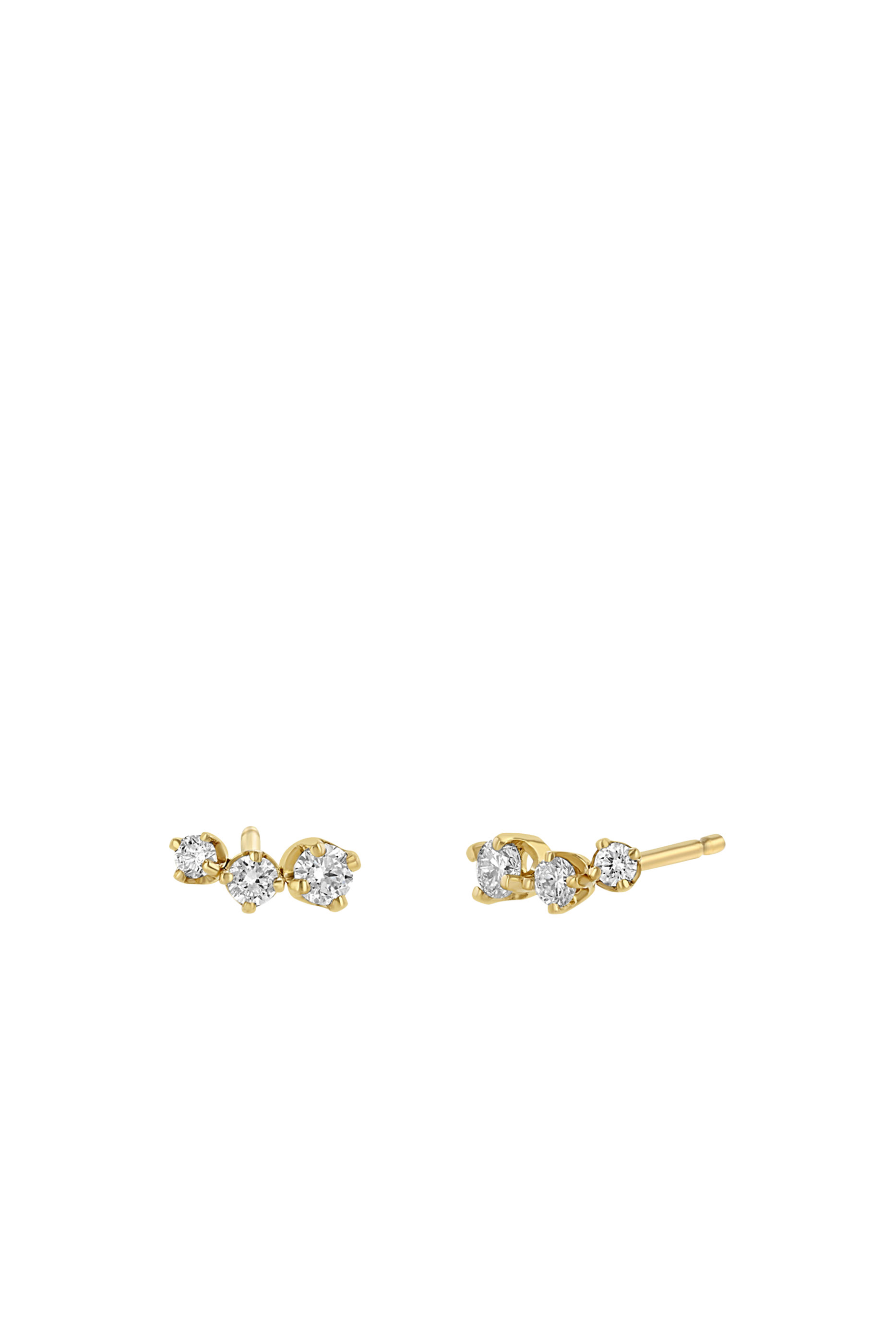  Graduated Prong Curved Bar Drop Earrings,  14K Yellow Gold  Diamonds