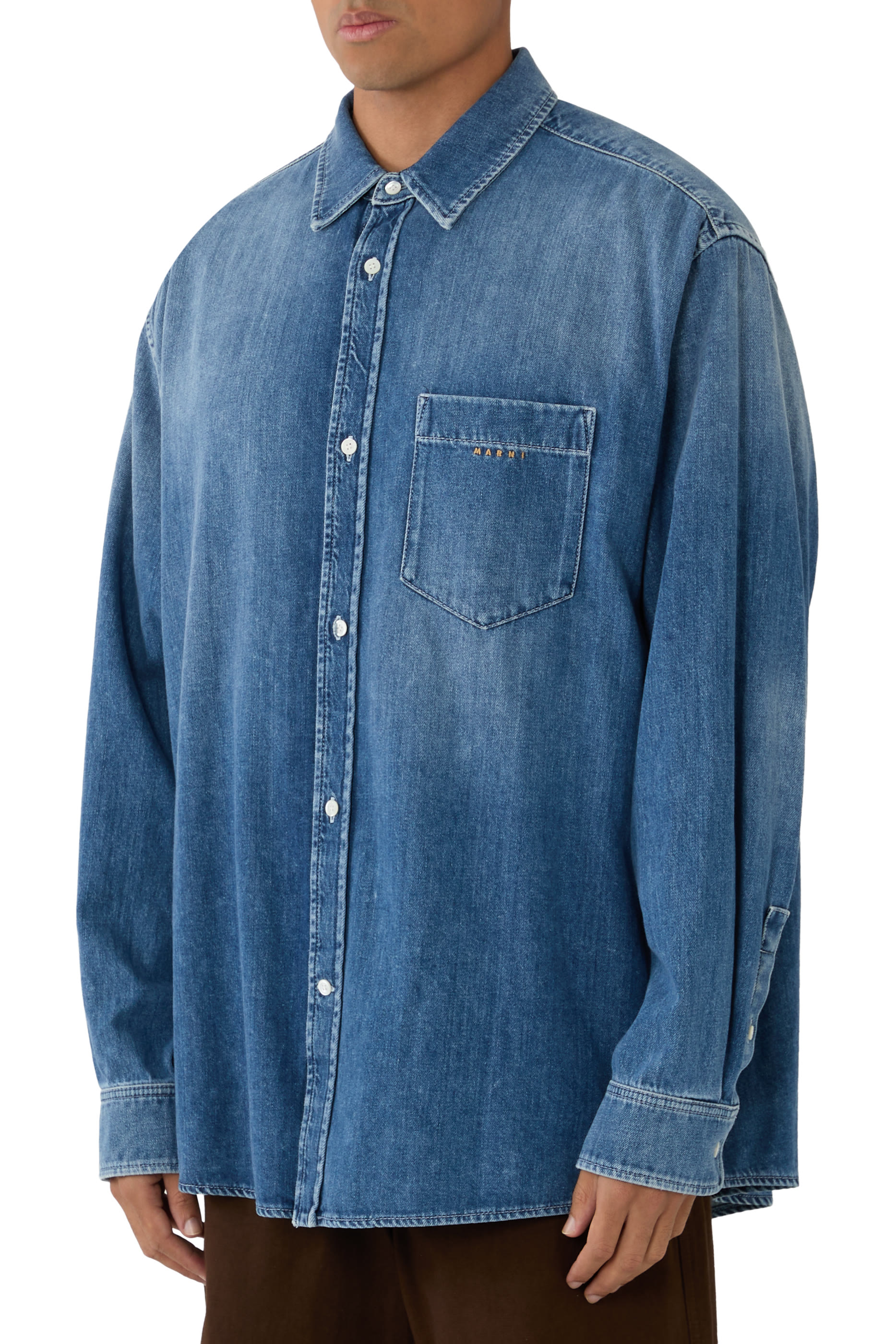 Logo Denim Long Sleeves Shirt