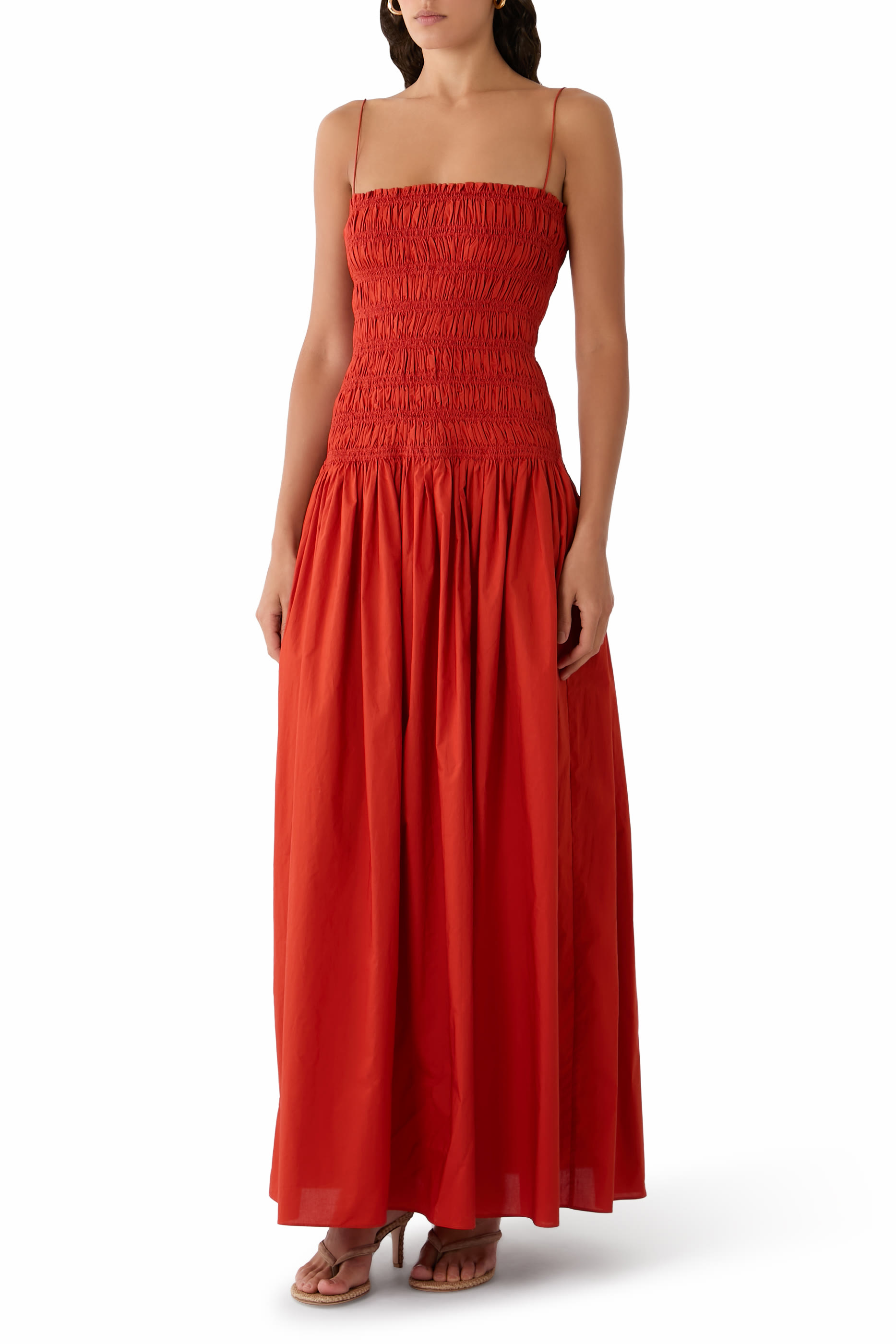 Shirred Drop Waist Dress