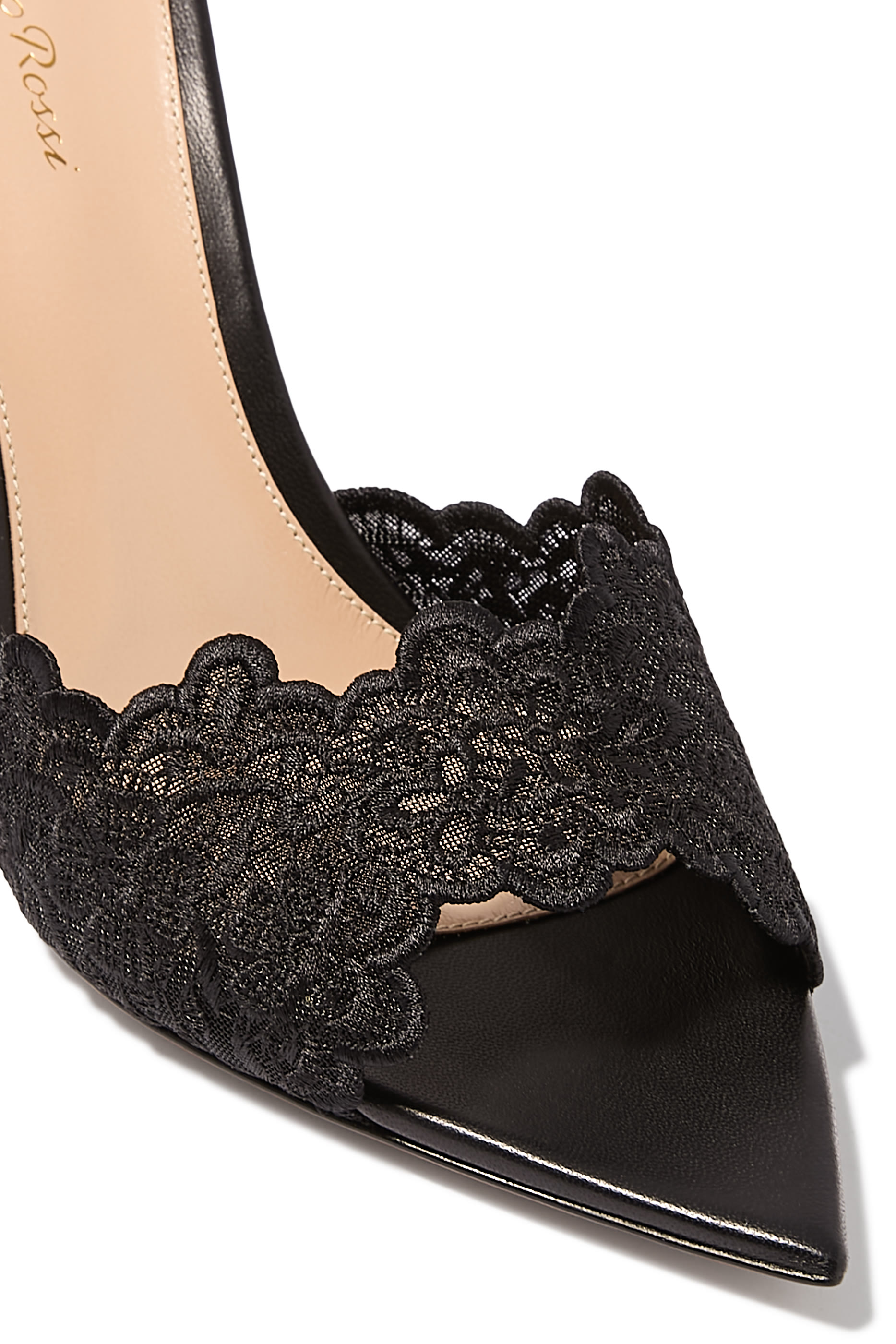 Yvonne 85 Mules in Lace and Leather