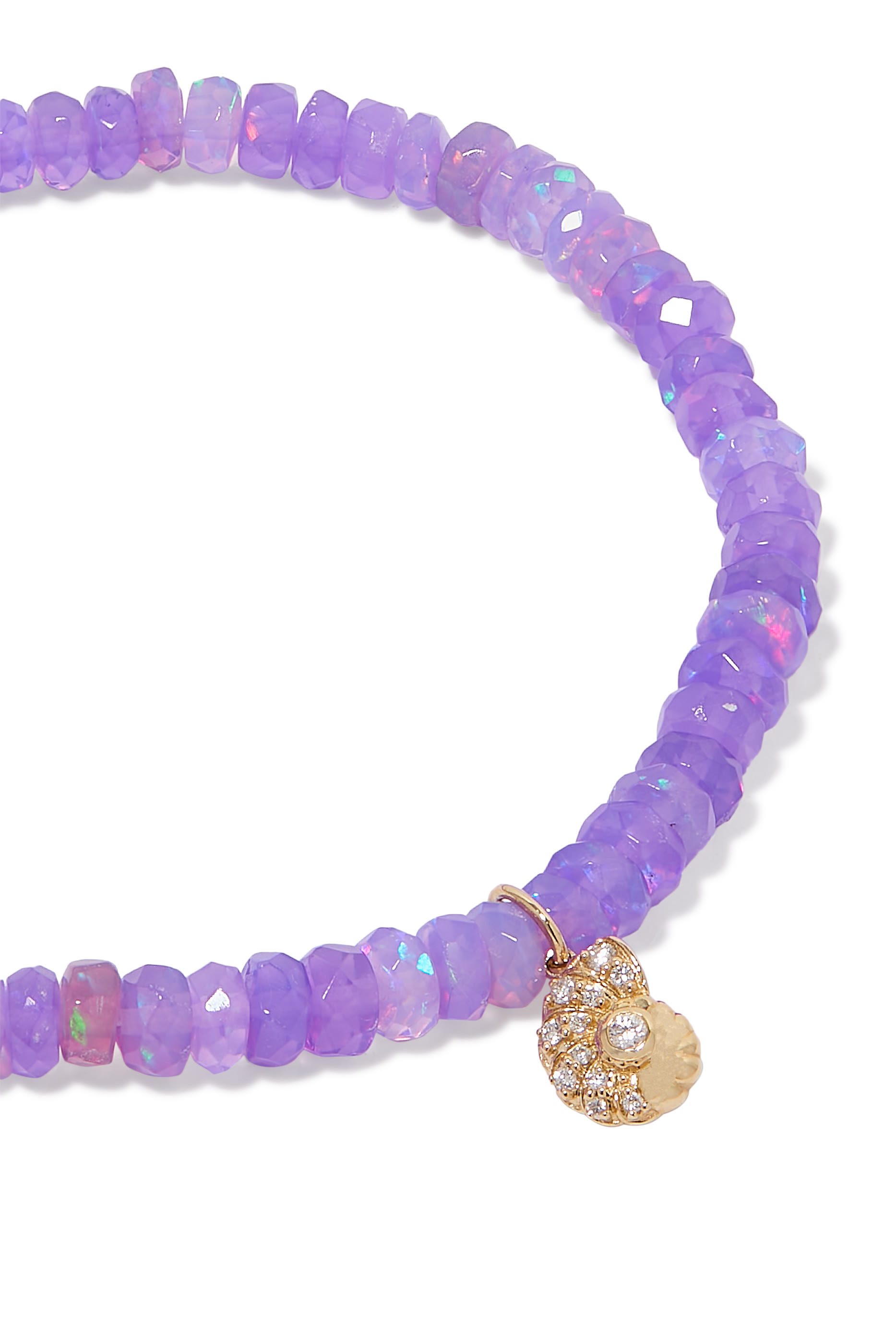 Nautilus Charm Rondelle Bracelet, 14k Yellow Gold  Diamonds, Ethiopian Opal