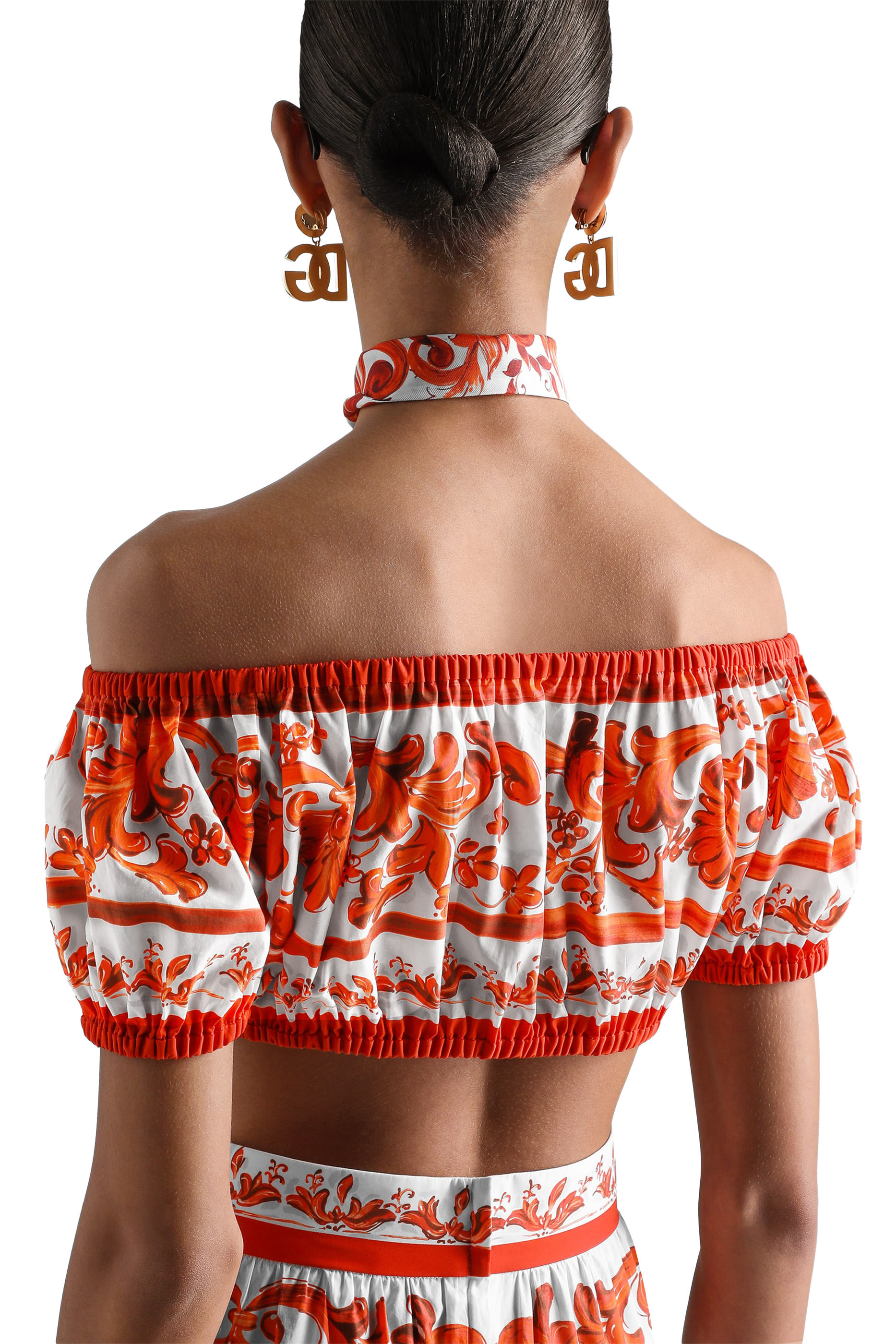 Majolica-Print Poplin Top