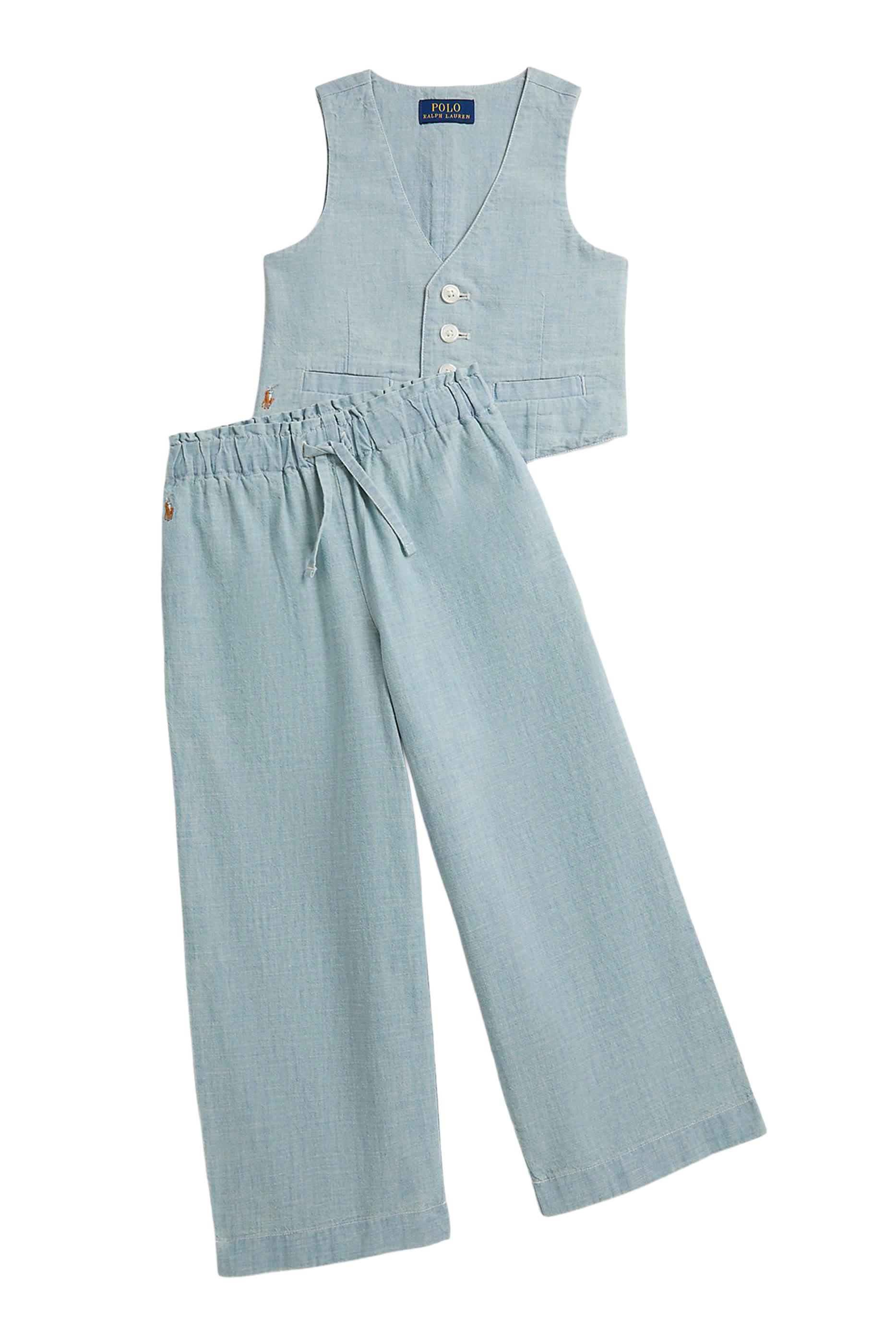 Kids Pony-Embroidered Wide-Leg Trousers