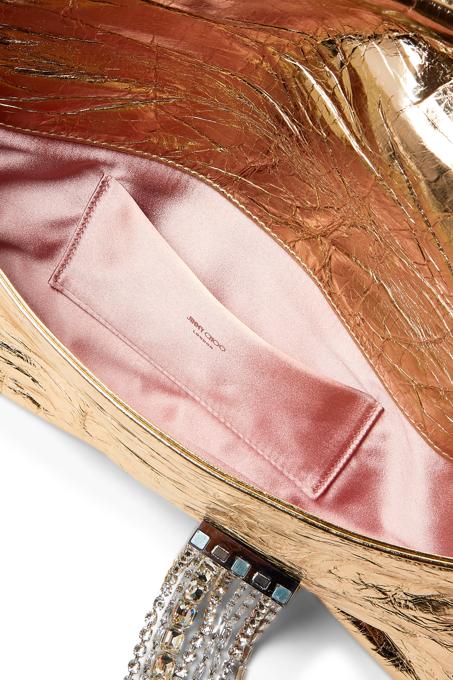 Zandra Crystal-Embellished Clutch Bag in Patent Leather