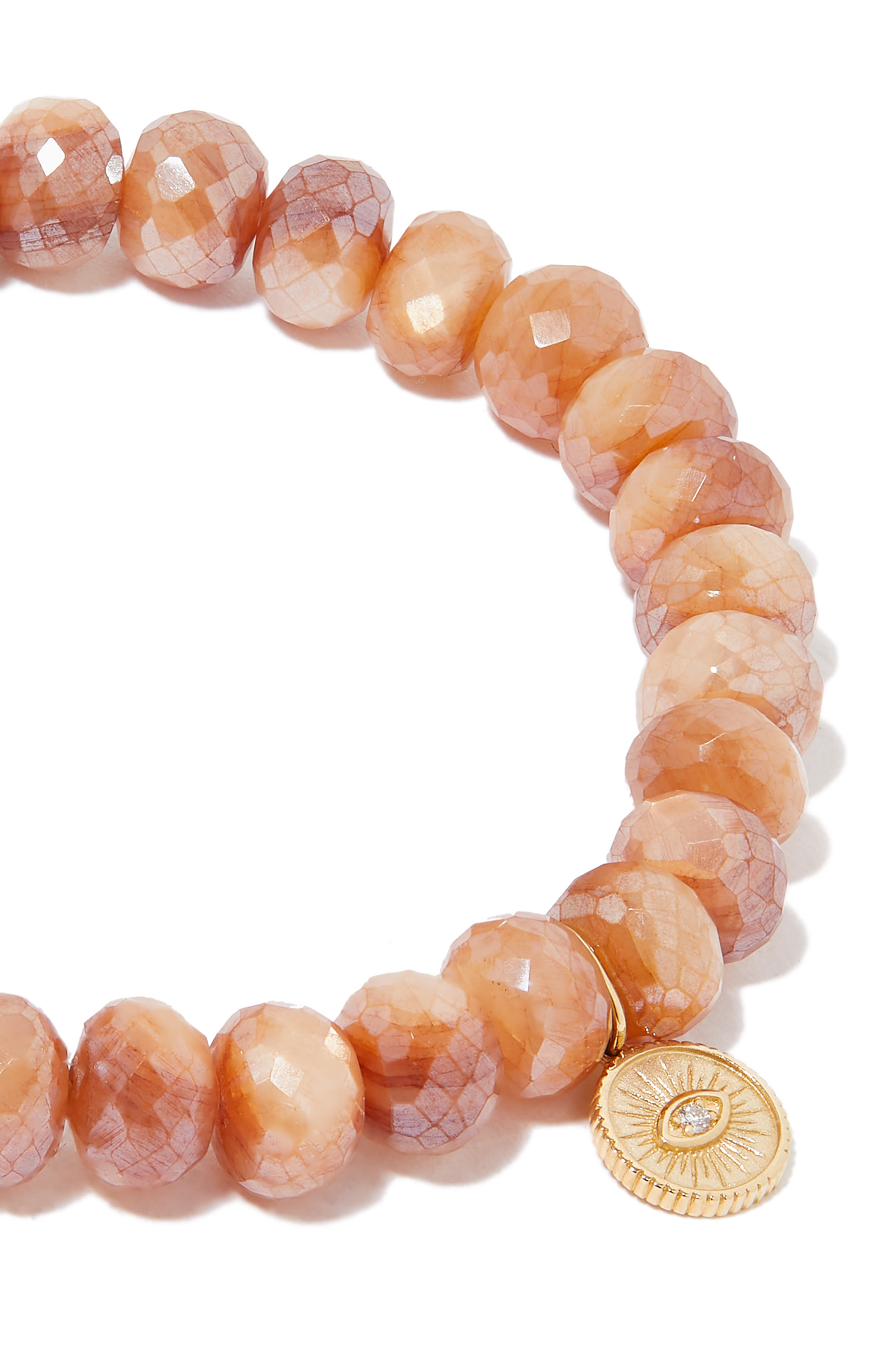 Marquise Eye Coin Beaded Bracelet, 14K Yellow Gold  Diamonds
